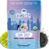 Kubo Earl Grey Tea Bags | Organic High Caffeine (155mg) Black Tea + Assam & Bergamot | 20 Pyramid Count | Caffeinated Tea for Clean Energy & Focus |
