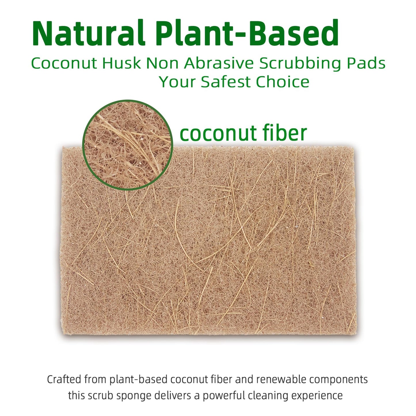 SARJOLINA 24 Pack Plant-Based Fiber Scrub Dish Sponge: Coconut Husk Non Abrasive Scrubbing Pads - Multipurpose Scrub Pads for Dishes - Non Scratch