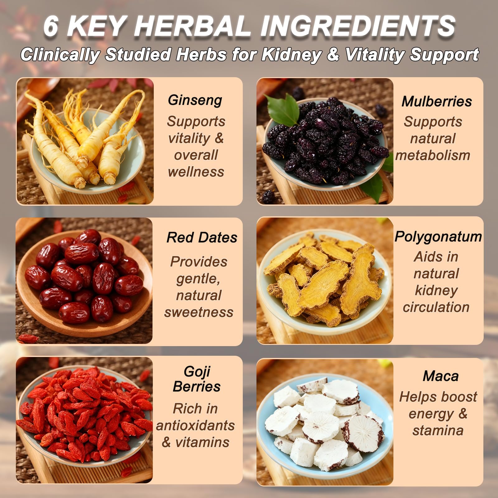Ginseng Five Treasures Tea, Natural Kidney Cleanse & Detox Tea for Adult, Traditional Chinese Herbal Tea Bags with 6 Precious Ingredients Formula (2