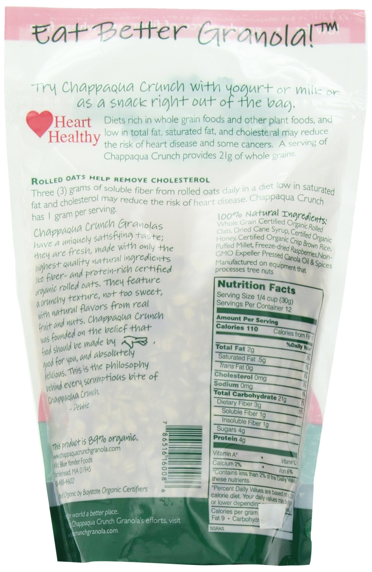 Chappaqua Crunch Simply Granola with Raspberries, 13 Ounce Bag