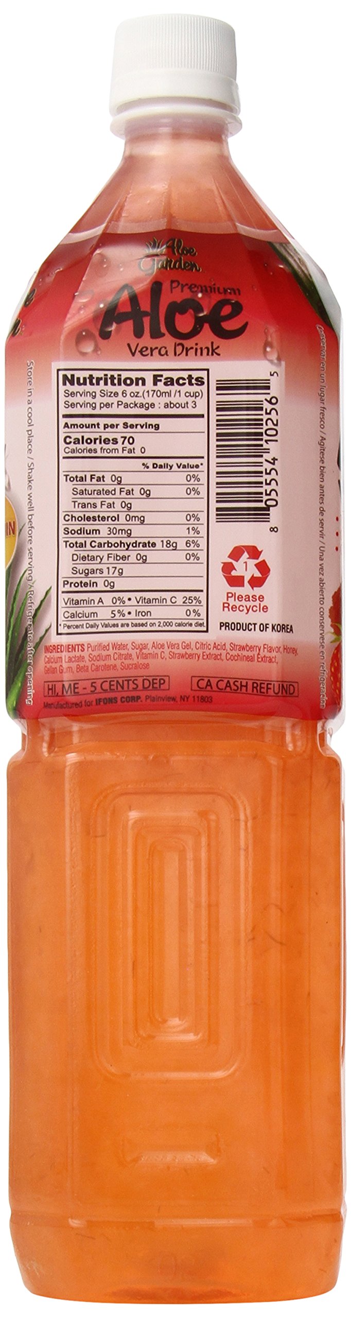 Aloe Garden Aloe Vera Drink, Strawberry, 50.7 Fluid Ounce (Pack of 12)