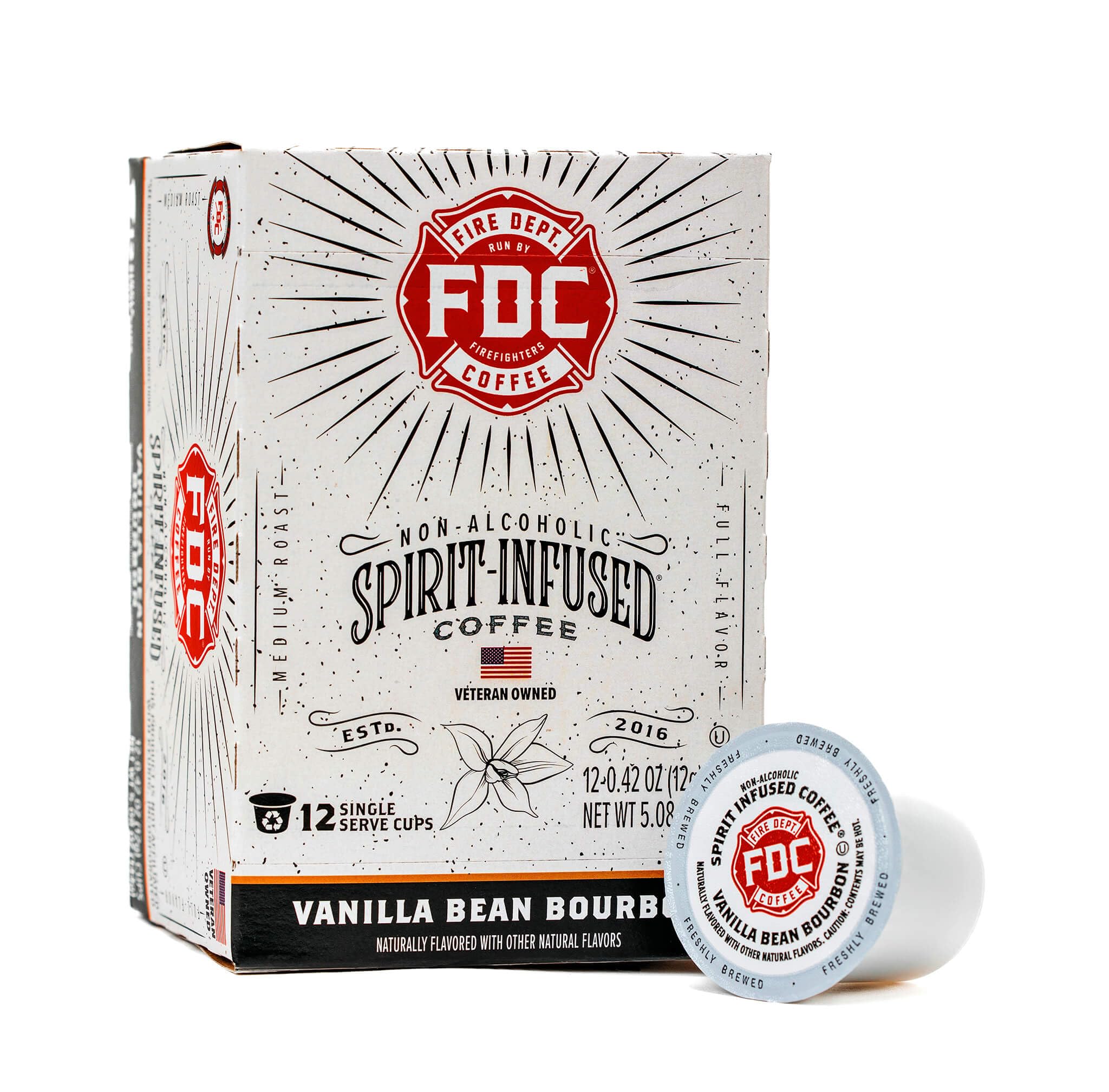 Fire Department Coffee - Vanilla Bourbon Coffee K Cups - Gives Back to Firefighters - Premium Vanilla Bean Bourbon Infused Pods - Non-Alcoholic