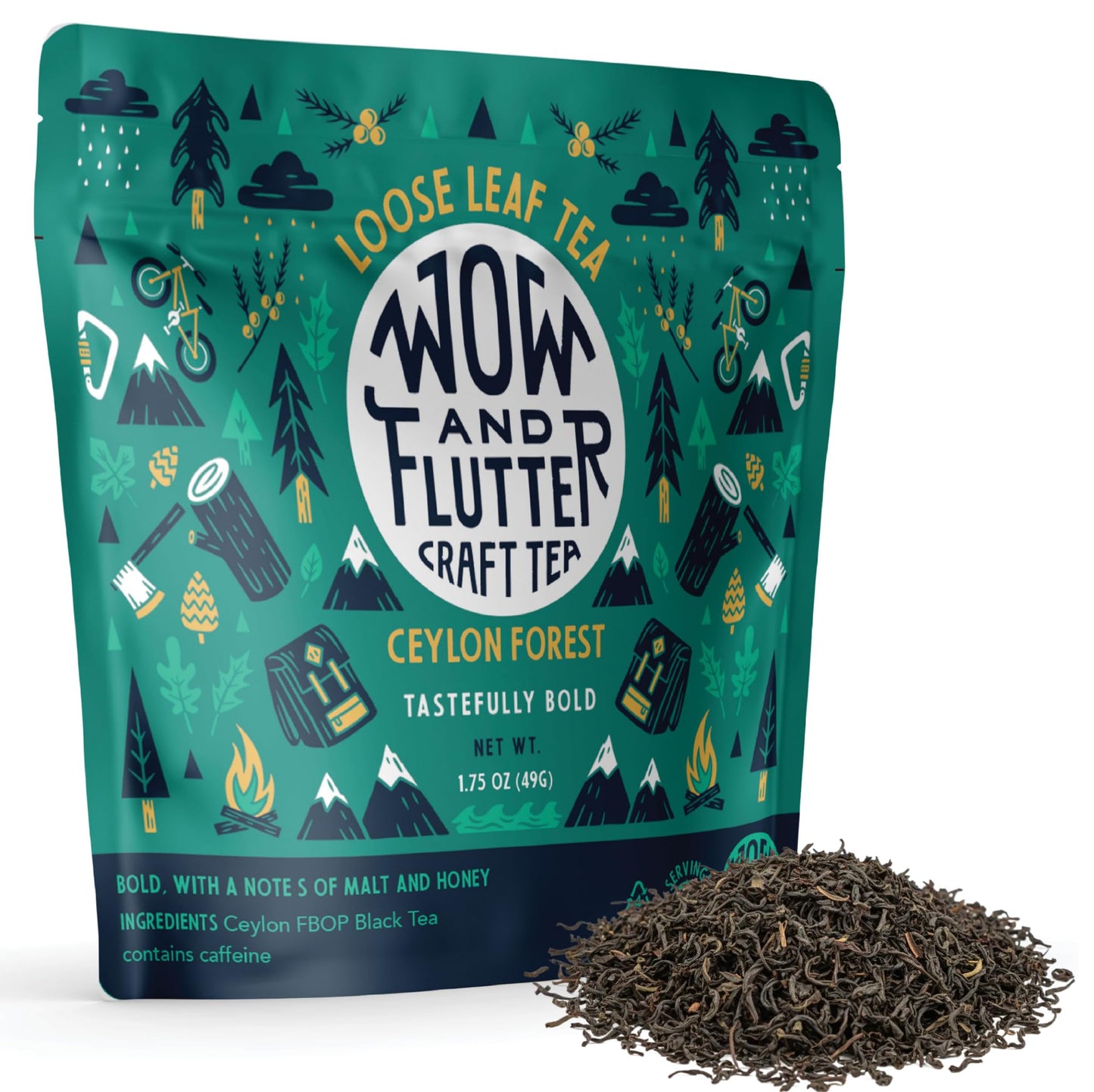 Wow and Flutter Ceylon Forest Loose Leaf Black Tea | Single-Origin Sri Lankan FBOP Leaves, Bold, Smooth & Naturally Sweet Malt + Honey Notes |