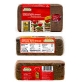 Mestemacher Natural High Fiber Bread 3 Flavor Variety Bundle: (1) Mestemacher Organic Three Grain Bread, (1) Mestemacher Pumpernickel Bread