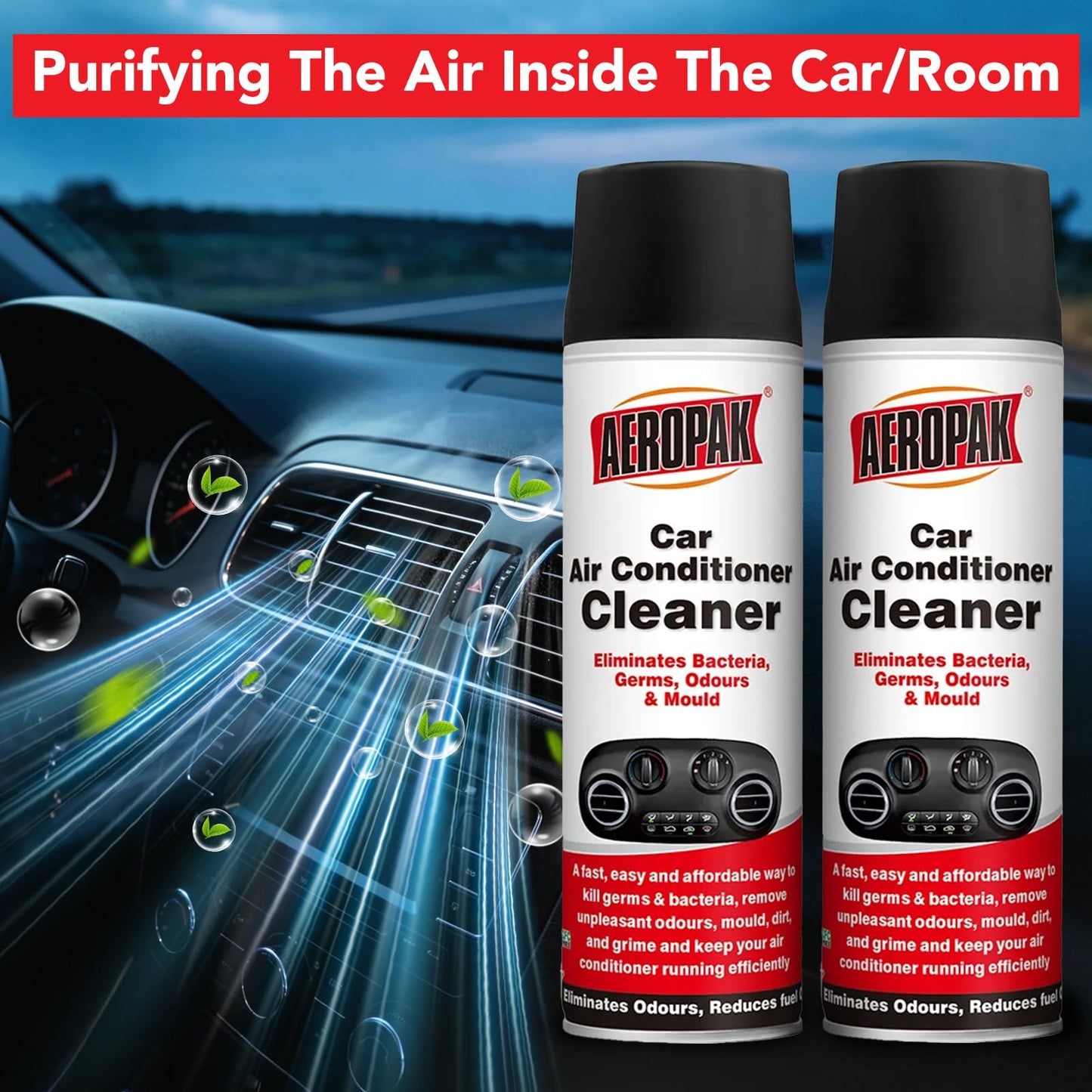 Aeropak AC Cleaner Spray, No Rinse Foaming Coil Cleaner for AC Evaporator & Condenser Coil, Heavy Duty Air Conditioner Cleaner for Window, Split & Car