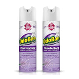 OdoBan Ready-to-Use 360-Degree Continuous Spray Disinfectant and Harsh Aroma Eliminator, Fabric and Air Freshener, 2 Pack, 14.6 Ounces Each, Lavender