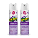 OdoBan Ready-to-Use 360-Degree Continuous Spray Disinfectant and Harsh Aroma Eliminator, Fabric and Air Freshener, 2 Pack, 14.6 Ounces Each, Lavender