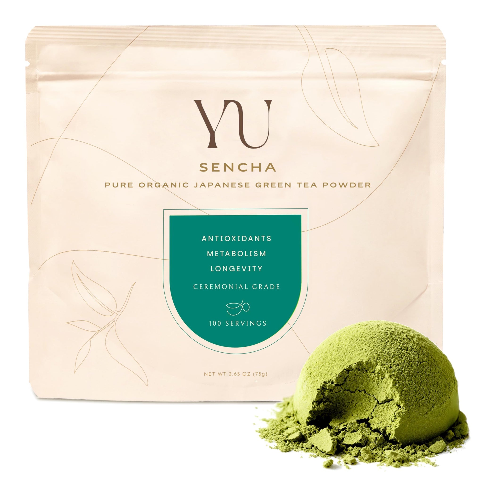 Yu Tea Organic Sencha Green Tea Powder, 100 Servings | Rich in Antioxidants, EGCG, & L-Theanine | Pure Japanese First Harvest Leaf | Low Caffeine
