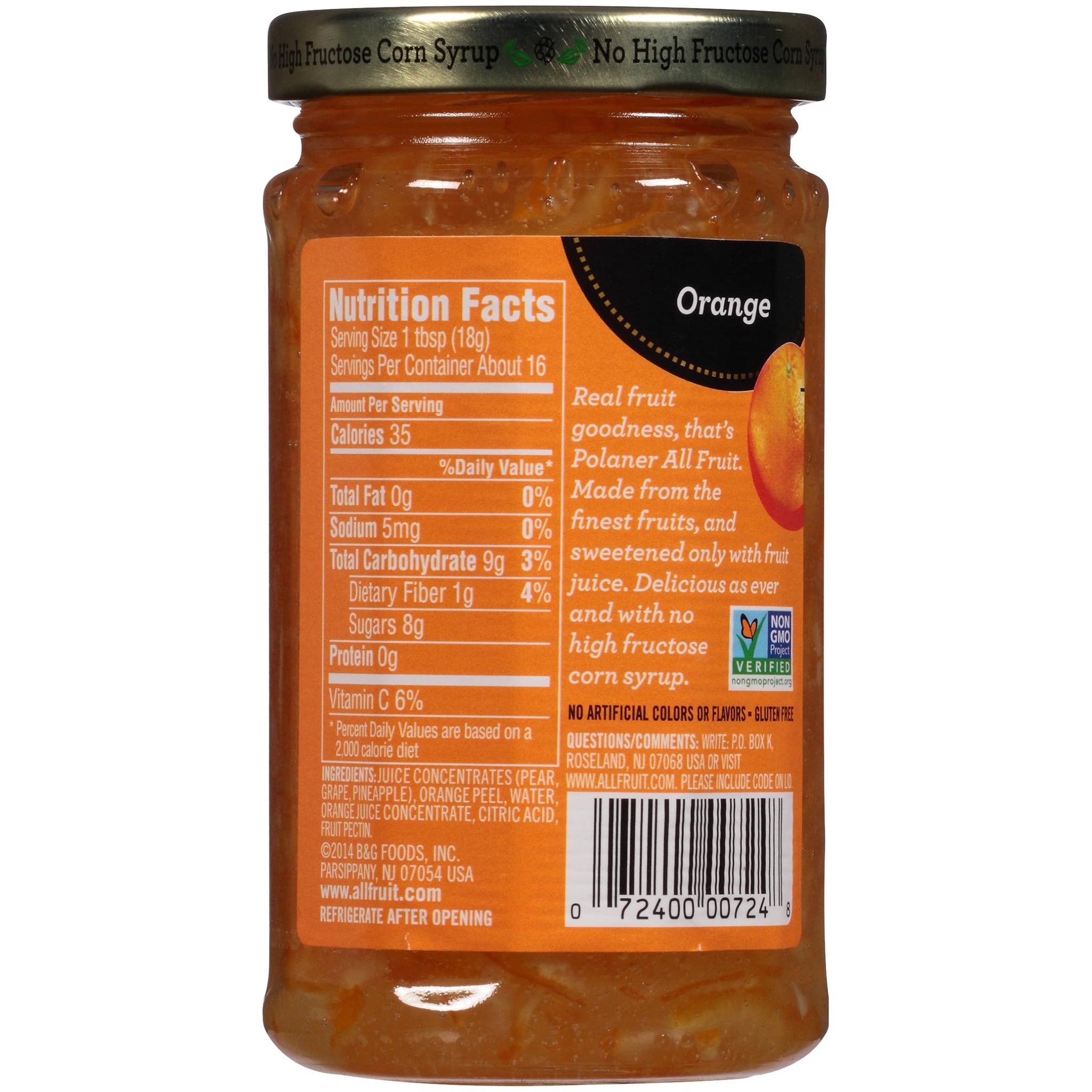 Polaner All Fruit Spreadable Fruit, Orange, 10 Ounce