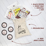 Hardtimes Beef Jerky - Variety, Specialty Gift Bag - Great Gift for Father's Day, Holiday, & Birthday - 5 Pack of 2.25 oz Bags Original, Black Pepper