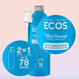 ECOS Ultra Concentrated Liquid Laundry Detergent, Sustainable Aluminum Bottle, Up to 78 Washer Loads - Hypoallergenic Laundry Soap - High Efficiency