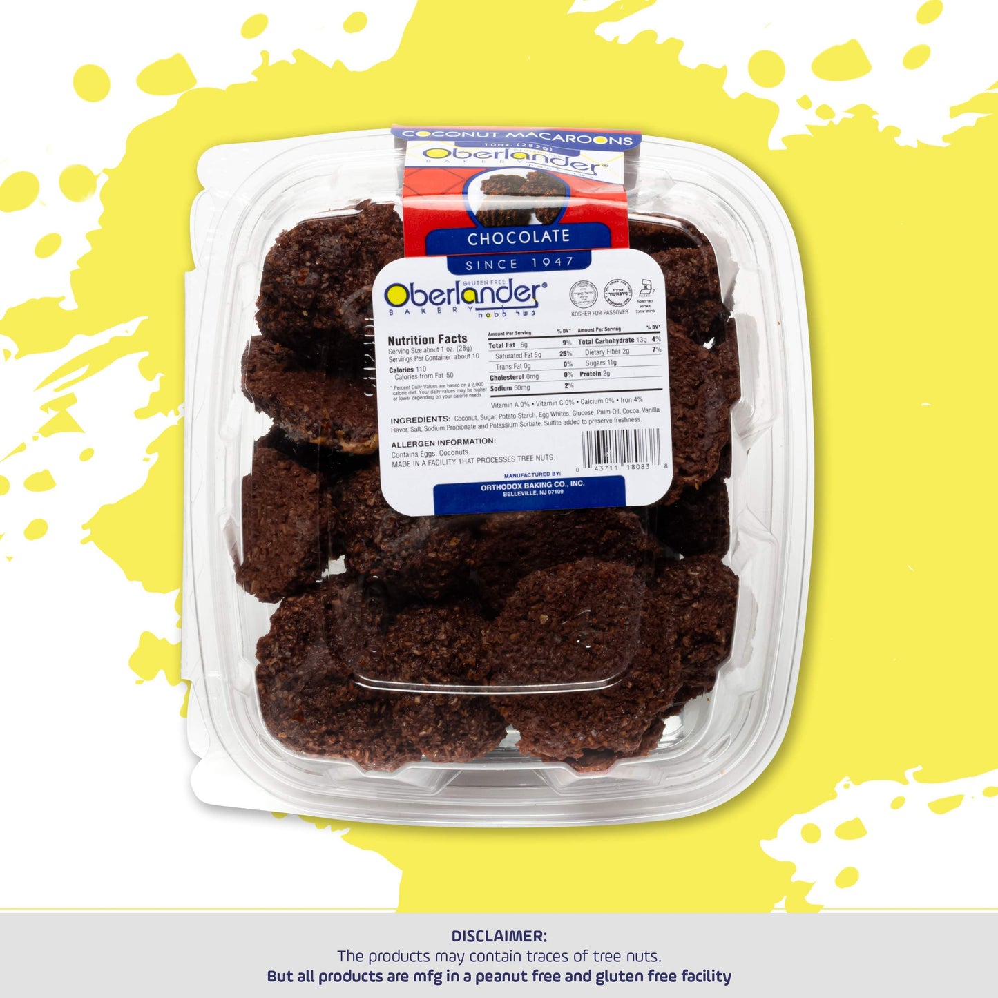 Oberlander Gluten Free Chocolate Coconut Macaroons | Tasty Sweet Cake Cookie Contains No Gluten, Soy, Dairy, Lactose, Starch or Trans Fat | Certified