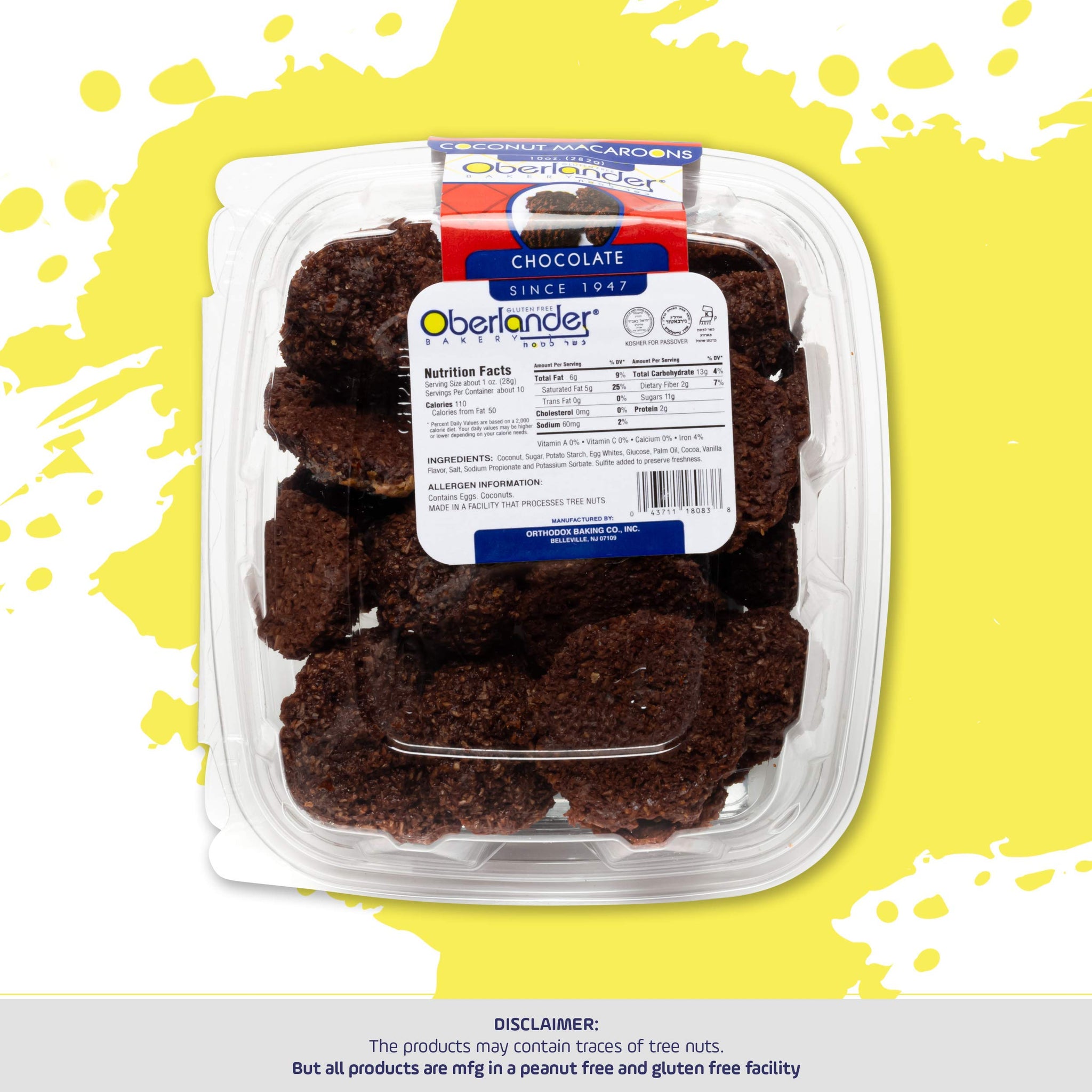 Oberlander Gluten Free Chocolate Coconut Macaroons | Tasty Sweet Cake Cookie Contains No Gluten, Soy, Dairy, Lactose, Starch or Trans Fat | Certified