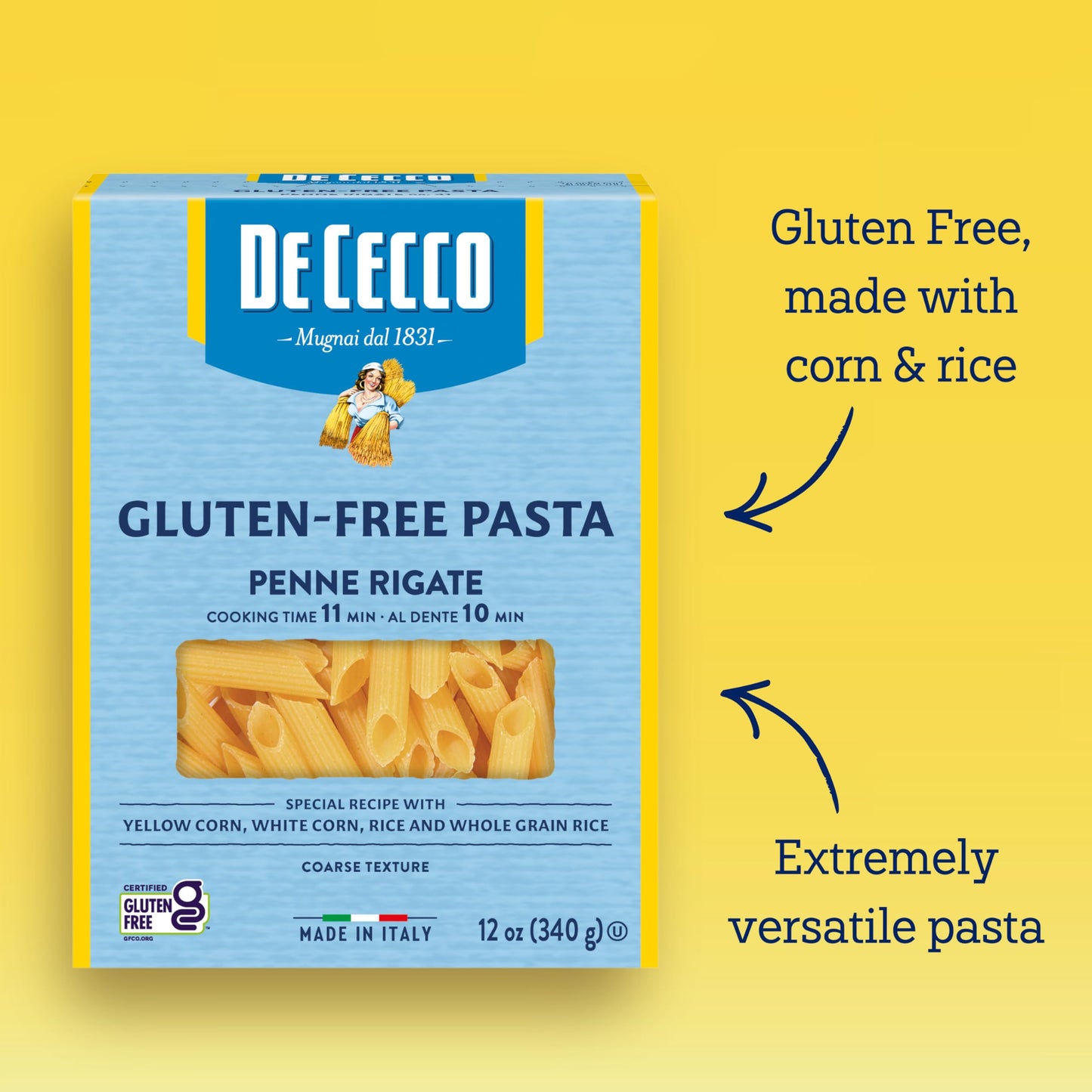 De Cecco Penne Rigate Gluten Free, 12 Ounces (Pack of 6)