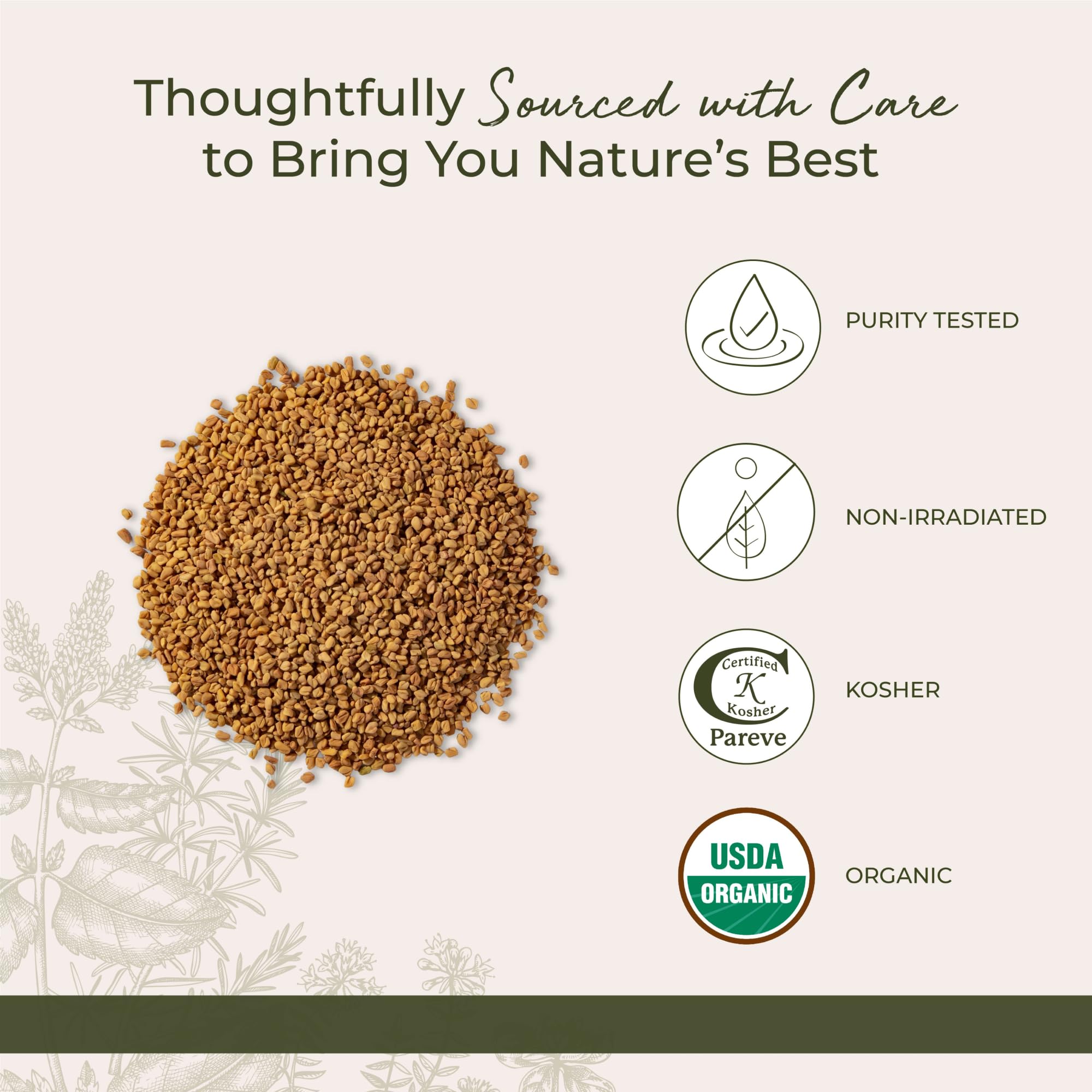 Starwest Botanicals Whole Fenugreek Seeds Organic - Seasoning Spice for Cooking, Use in Tea, Curry, or Natural Herbal Blends, Certified Kosher
