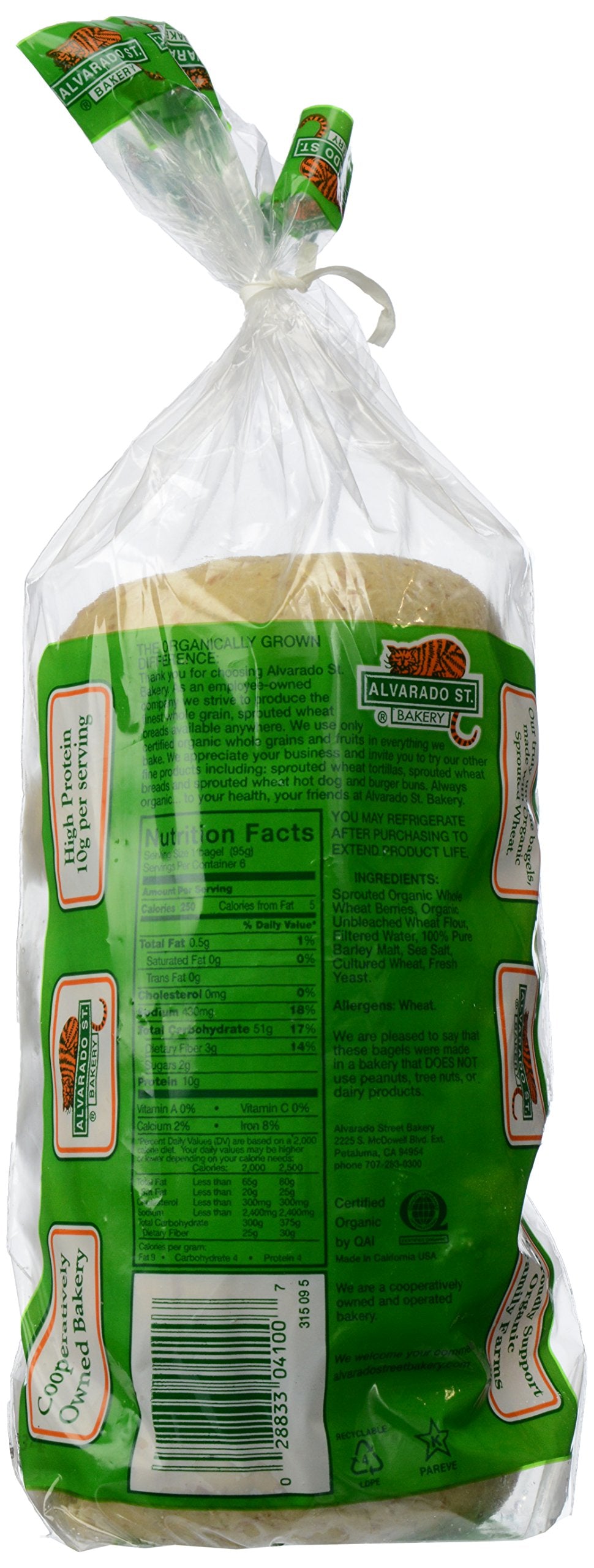 Alvarado Street Bakery Organic Sprouted Wheat Original Bagel, 20 Ounce -- 6 per case.