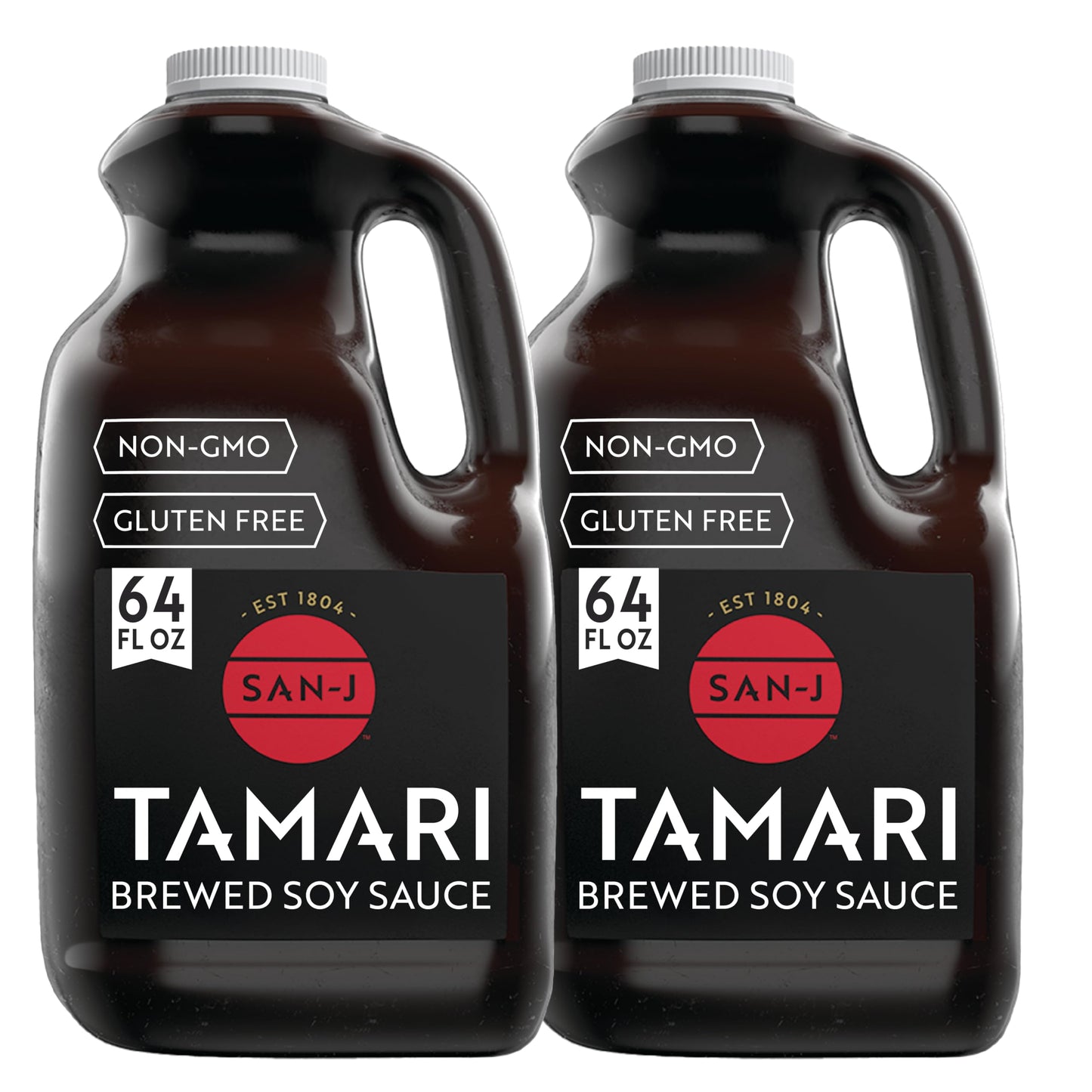 San-J Gluten Free Tamari Soy Sauce, Brewed 100% Soy, 64 oz Bottles, 2 Pack