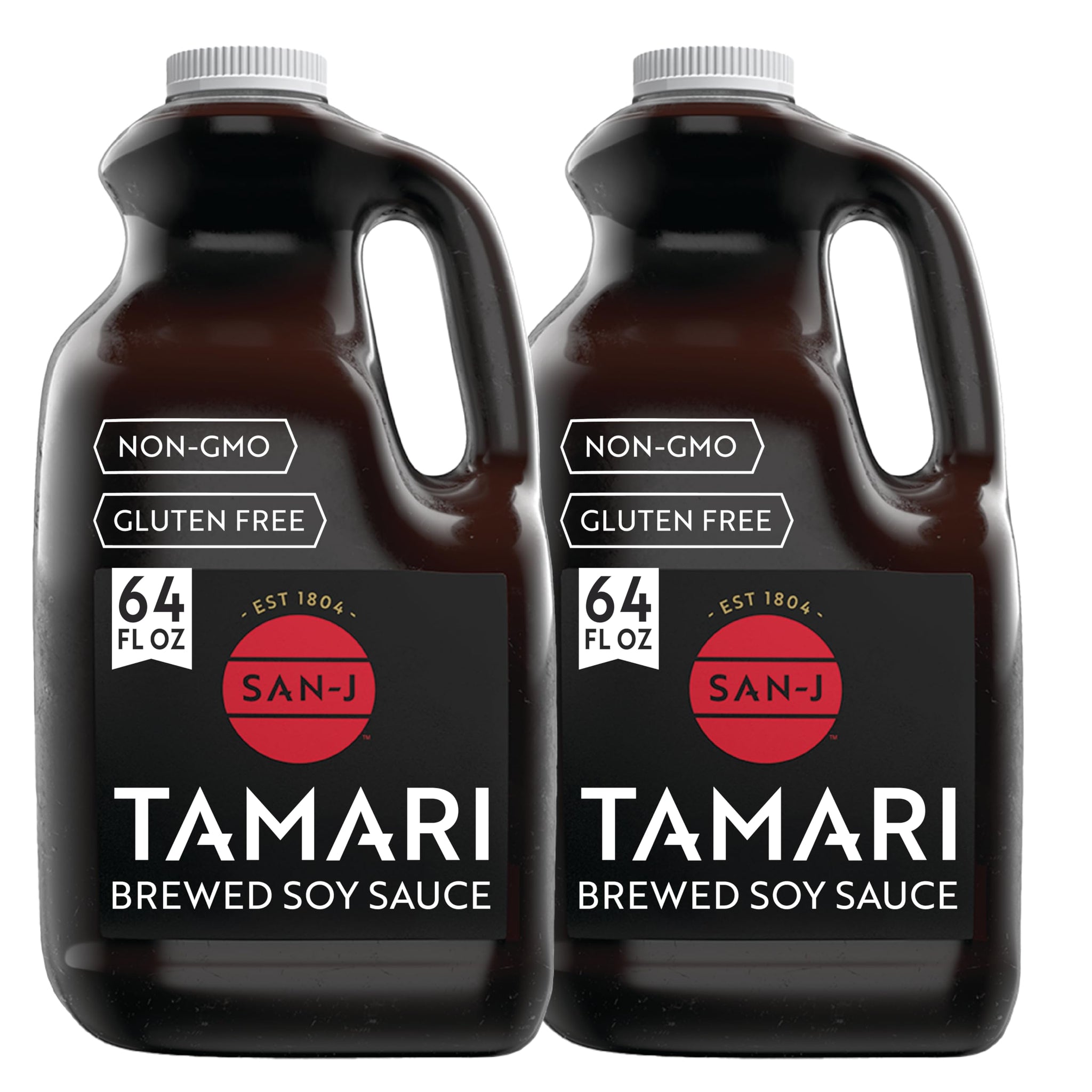 San-J Gluten Free Tamari Soy Sauce, Brewed 100% Soy, 64 oz Bottles, 2 Pack