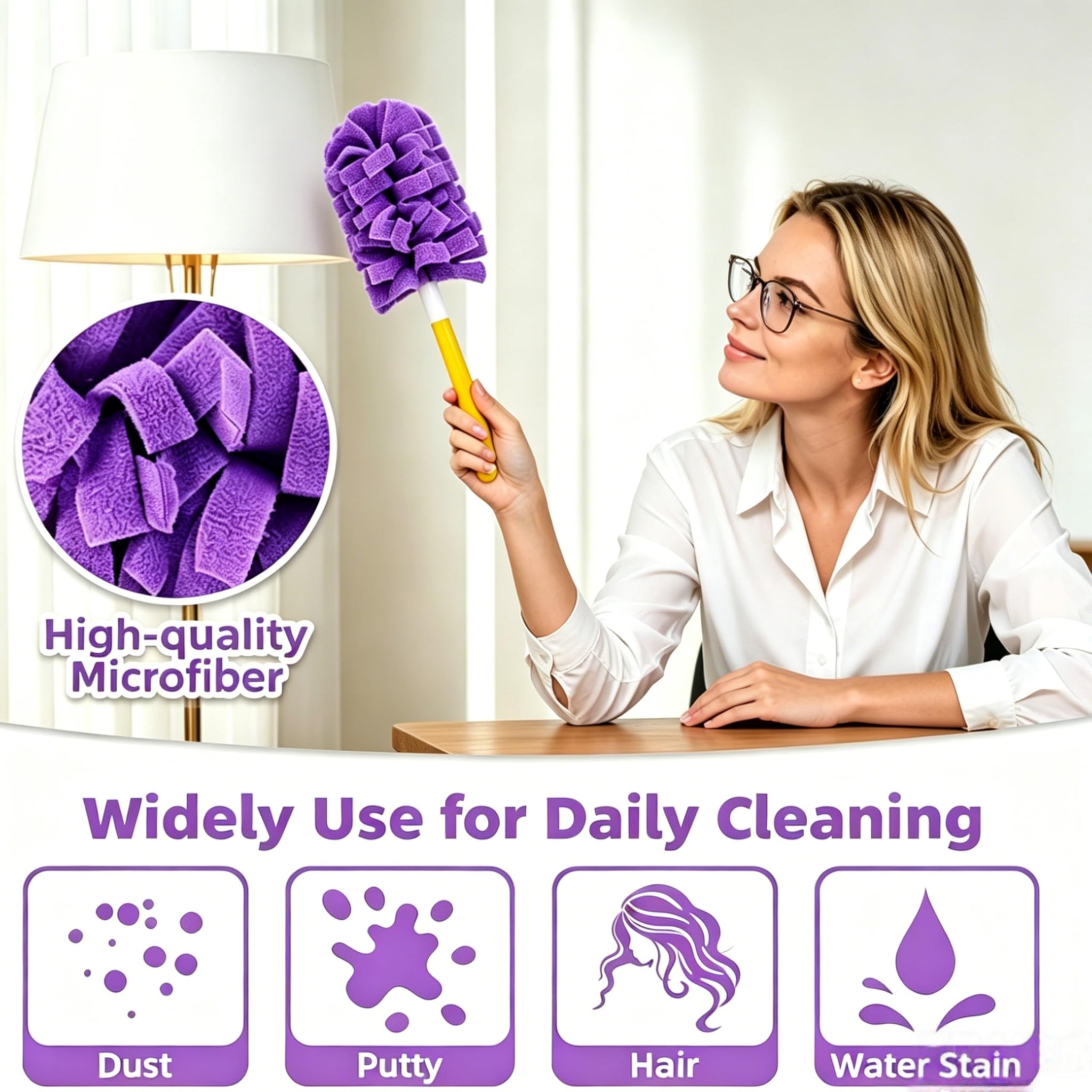 Reusable Duster Refills Compatible, 2026 New 360° Cleaning Fleece Refills Washable Duster Pads with Handle Included, Reusable Duster Refill Compatible