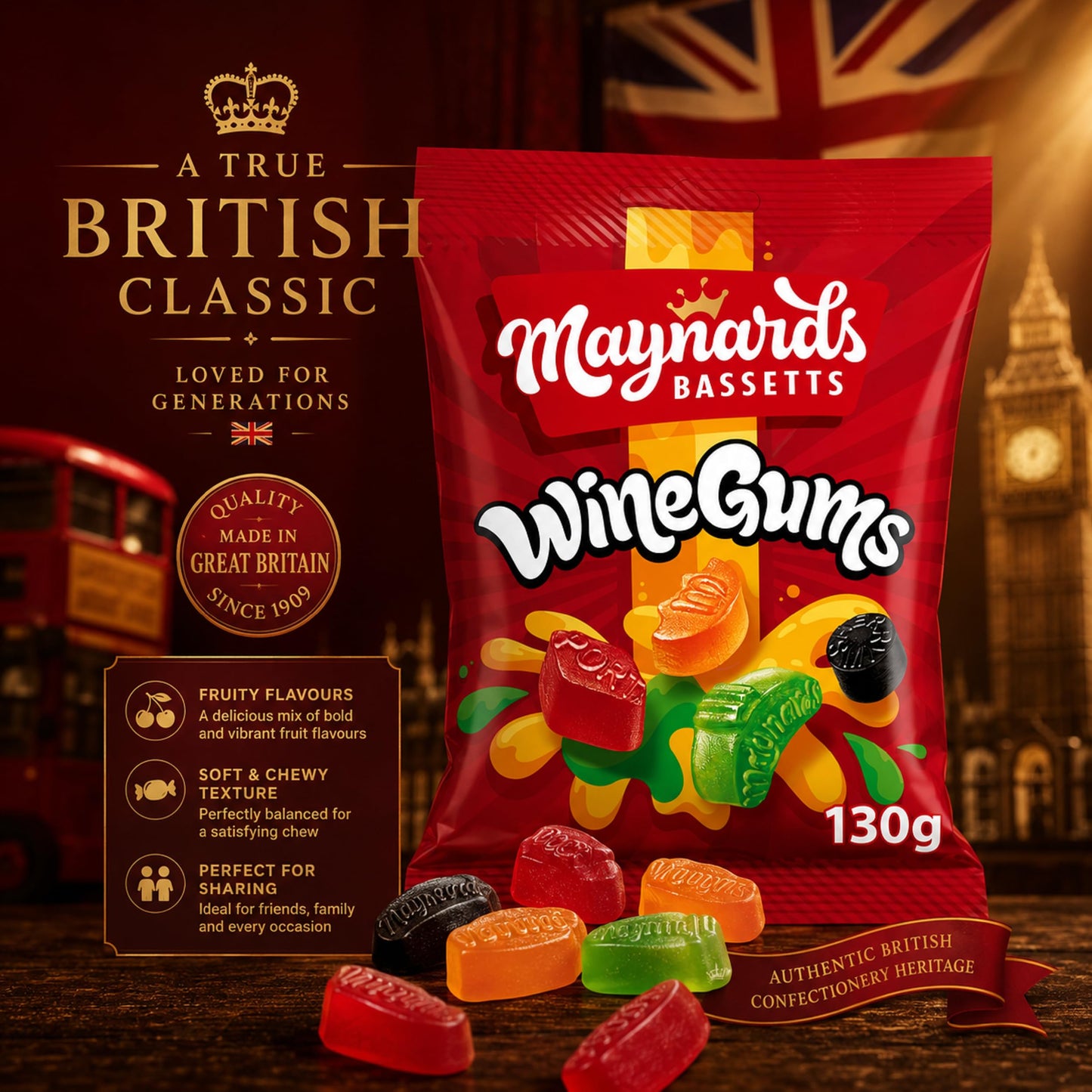 Maynards Wine Gums Bag 130g (Pack of 6)