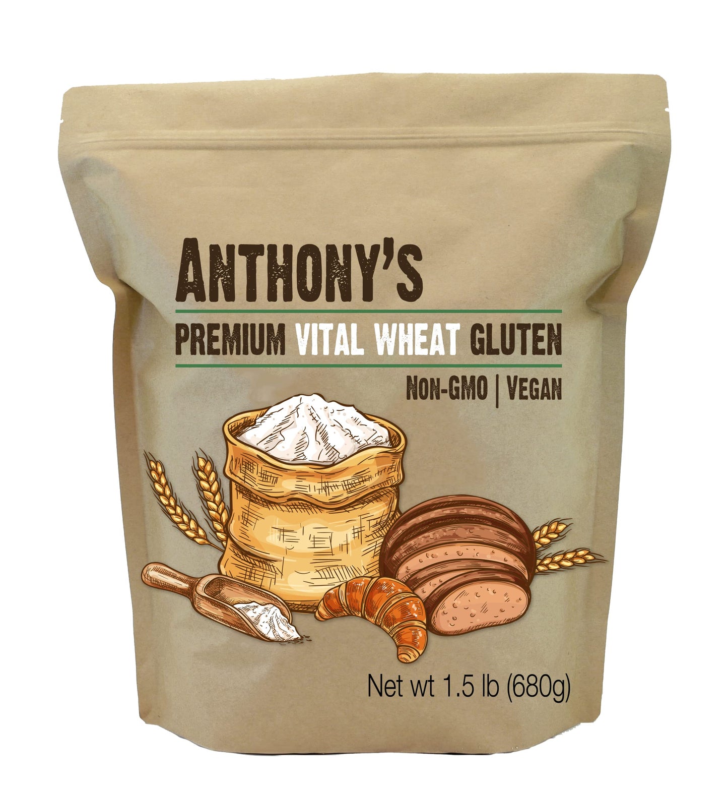 Anthony's Vital Wheat Gluten, 1.5 lb, High in Protein Flour, Vegan, Non GMO, Keto Friendly, Low Carb