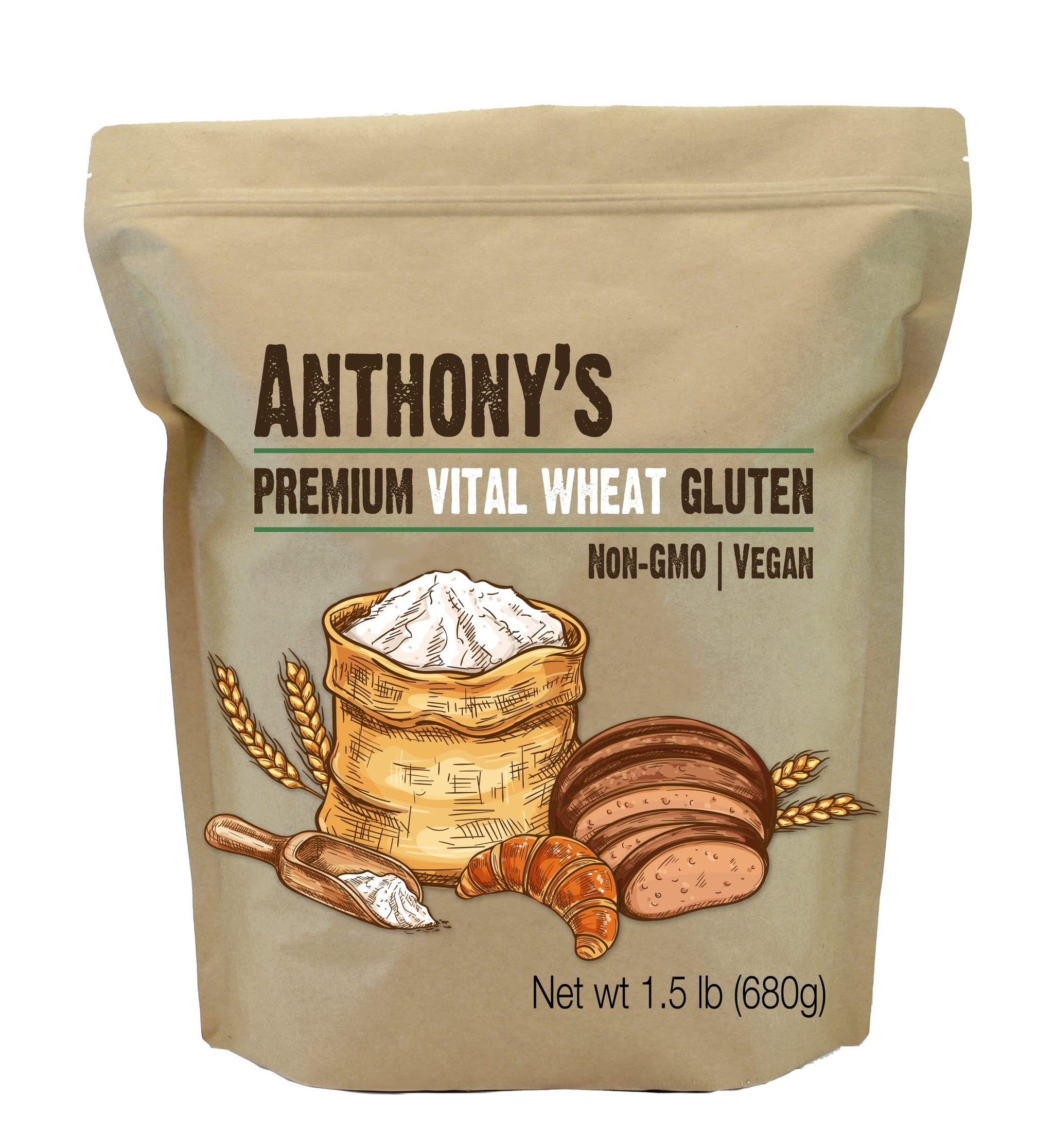 Anthony's Vital Wheat Gluten, 1.5 lb, High in Protein Flour, Vegan, Non GMO, Keto Friendly, Low Carb