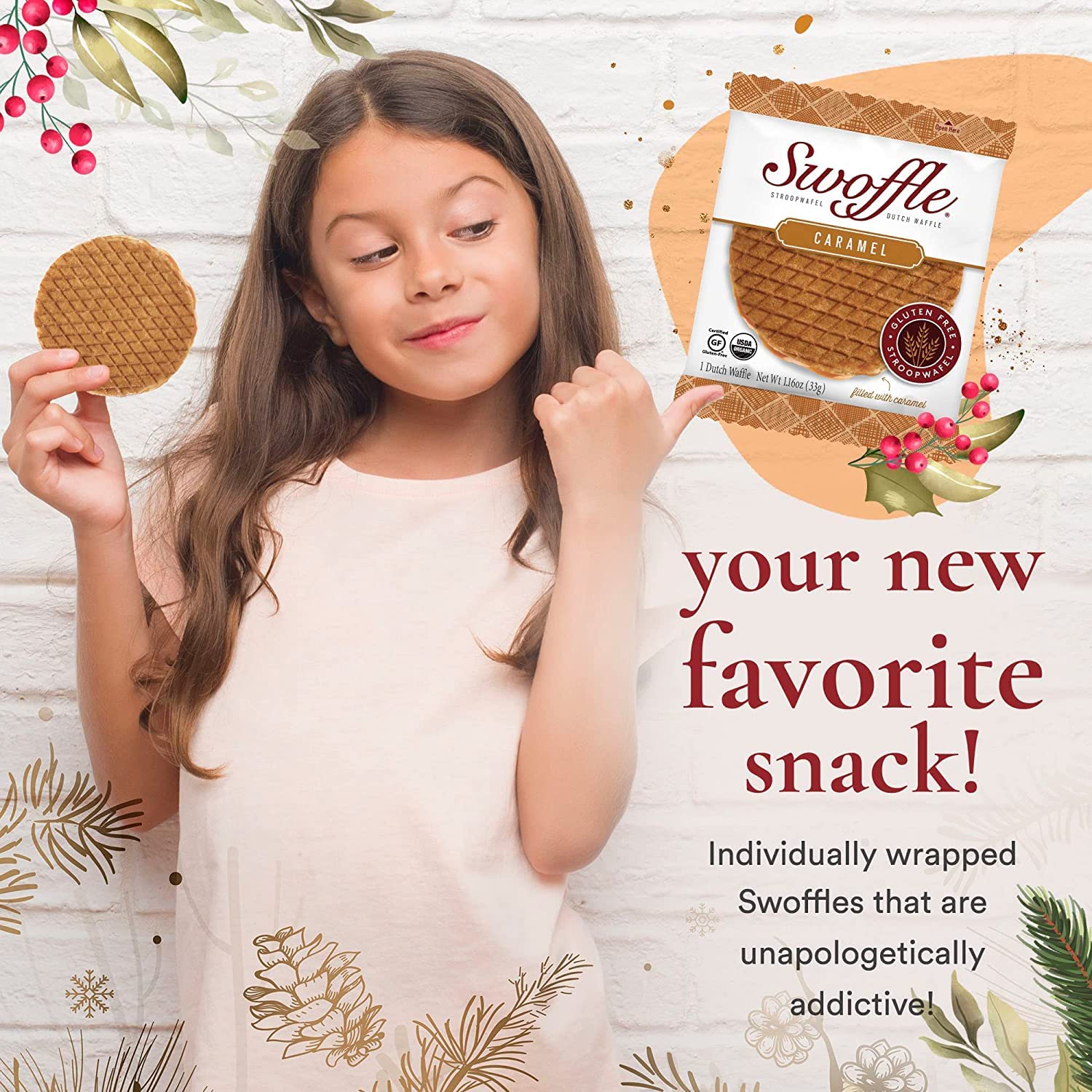 Gluten Free Certified Organic Stroopwafels by Swoffle - Caramel Filled | (12) 1.16oz Wafers | non-GMO, Wheat Free, Kosher, Soy Free, No Dairy, and Nut
