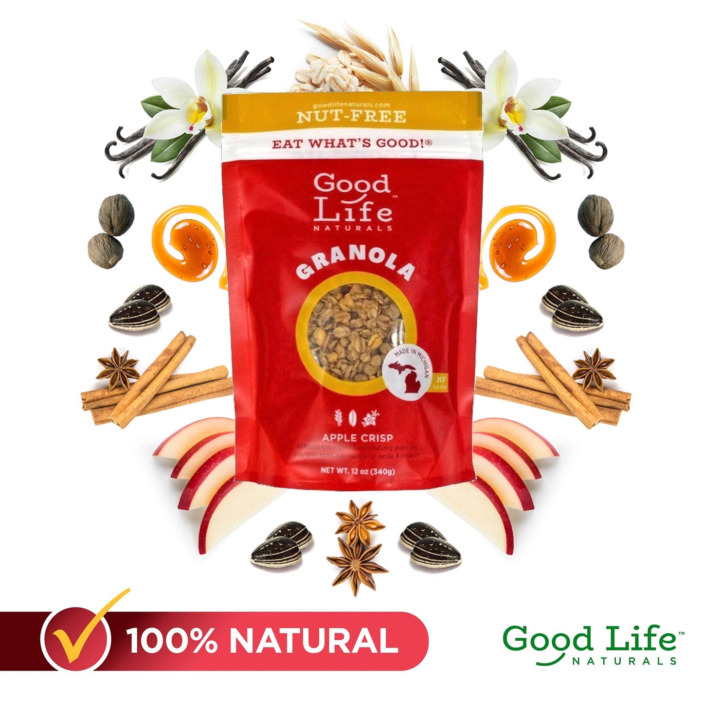 Good Life Natural’s Granola Cereal | Artisan Blended Energizing Granola Flakes | Healthy Nut Free Blend | No Artificial Flavoring or Sweeteners |