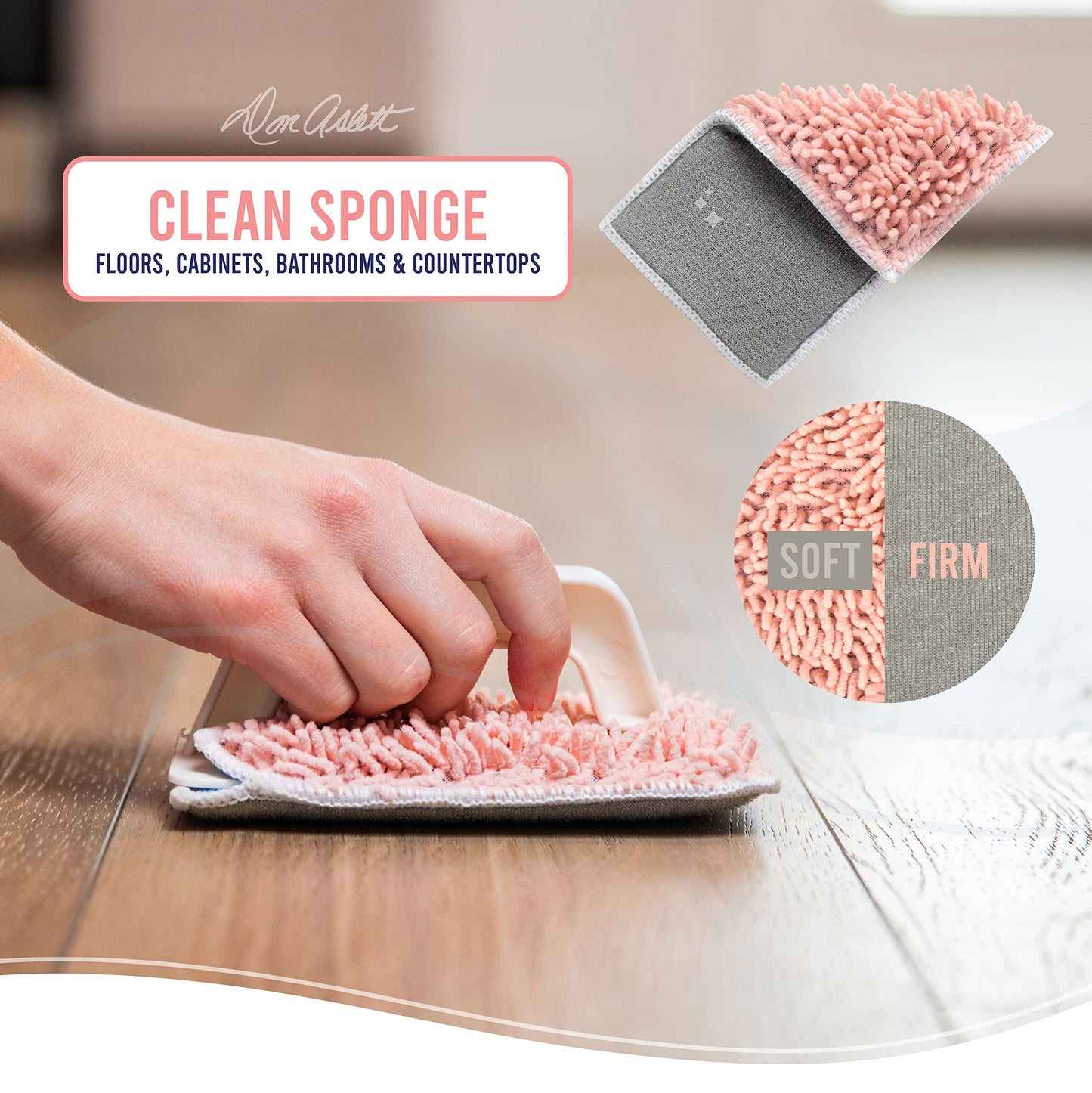 Don Aslett’s Scrub & Switch Combo Set | Dual-Sided Scrub, Clean, and Polish Sponges Included | Handheld Tool for Extra Scrubbing Power | Reusable