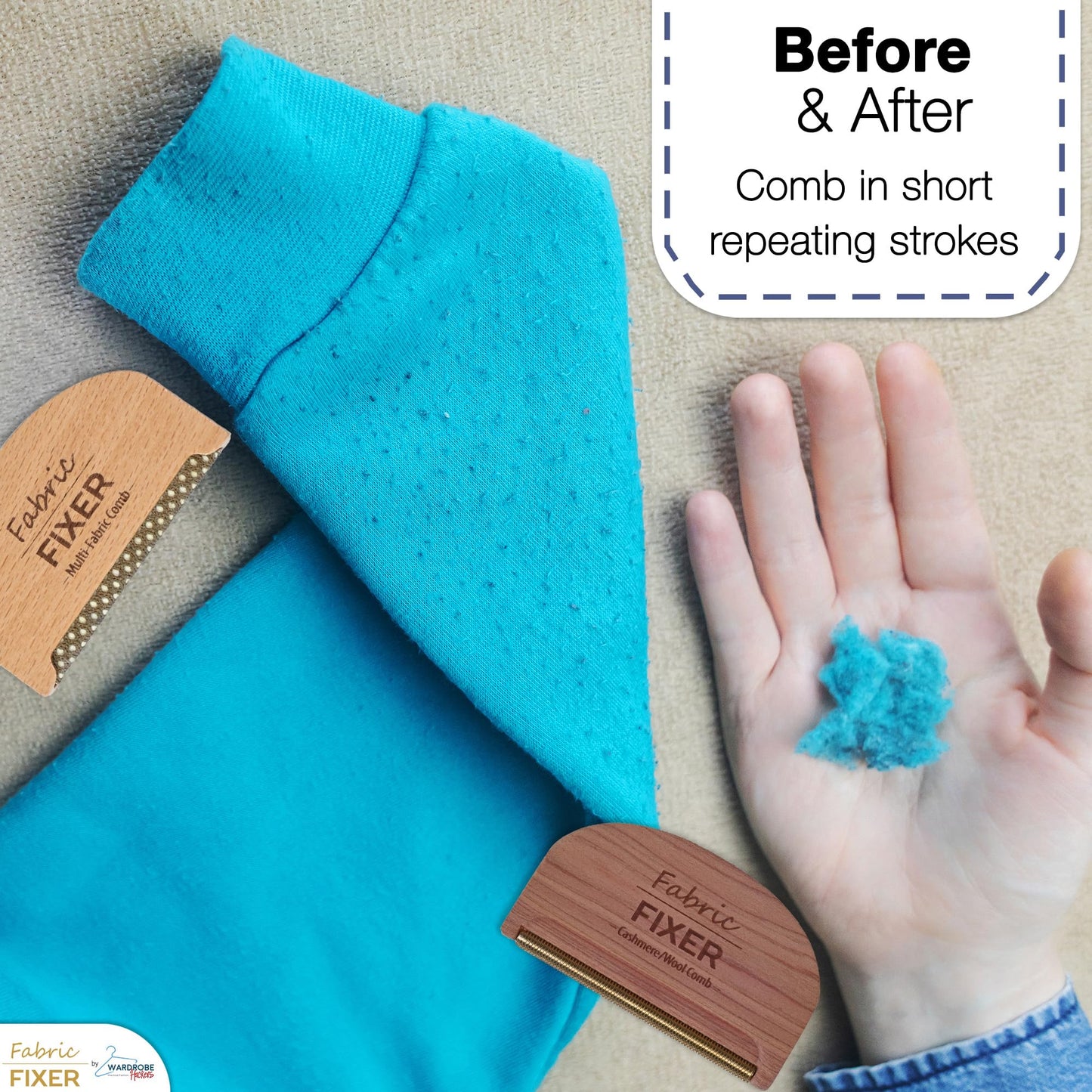 Cashmere Pill Remover Comb & Multi Fabric Shaver Depilling Sweater Fuzz Comb Set (Cedar & Beech Wood) Wool Pilling Remover for Delicate Clothing