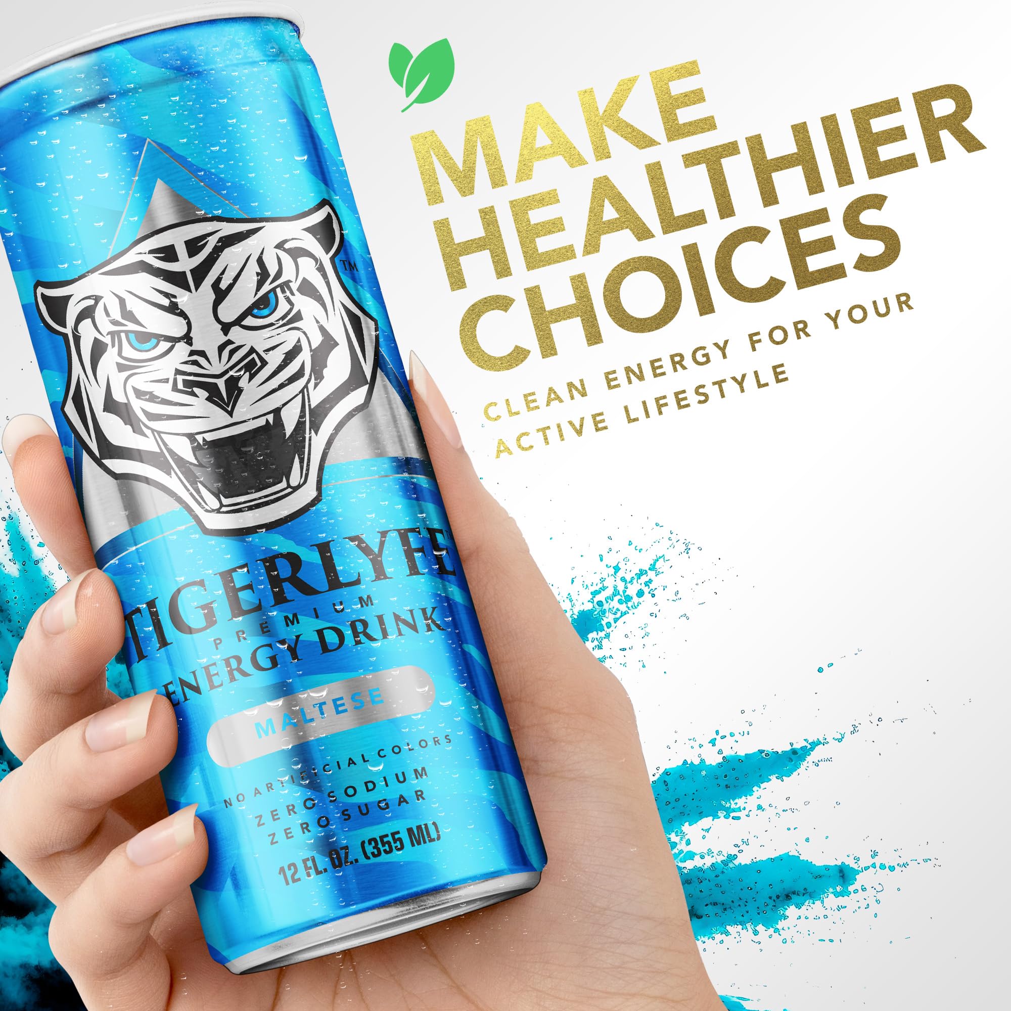 TIGERLYFE Energy Drink 4 Pack, Sugar Free Energy Drink, Zero Calorie, Zero Carb, Diet Energy Drinks Bulk, 12oz Slim Can, Zero Sugar Energy Drinks
