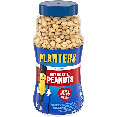 Planters Unsalted Dry Roasted Peanuts, 16 Ounce (4 Pack)