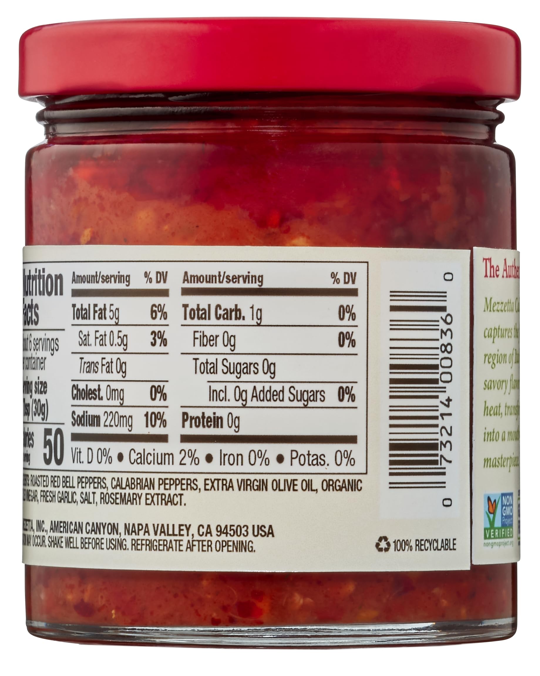 Mezzetta Calabrian Pepper Sauce - Fruity Fiery Flavor with Extra Virgin Olive Oil - Italian Ingredient for Pizza, Pasta, Sandwiches - Red Bell Pepper