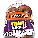 Thomas' Cinnamon Raisin Mini Bagels, 10 Pre Sliced Mini Bagels with No High Fructose Corn Syrup, 15 Oz Bag