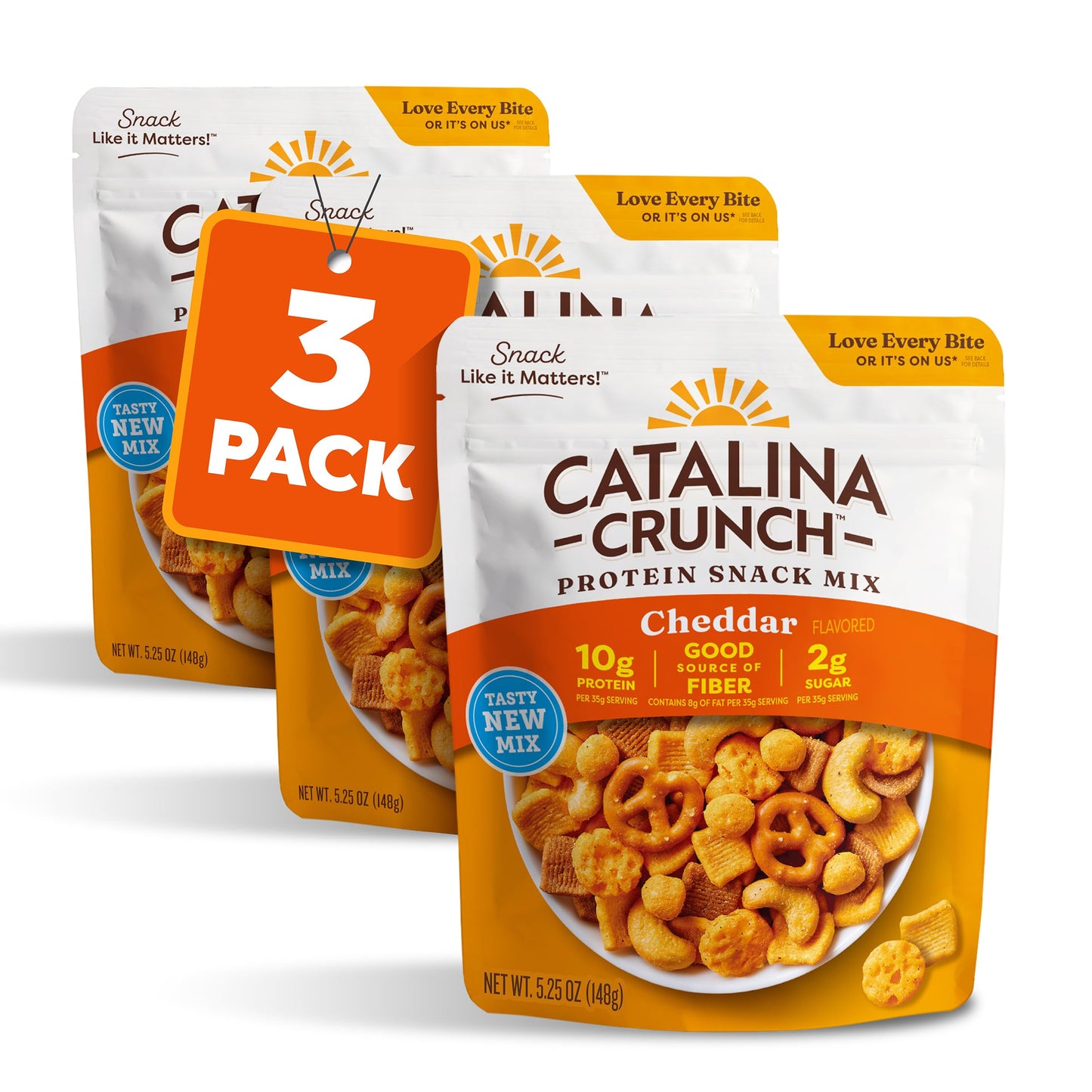 Catalina Crunch Protein Snack Mix with Cheese Crisps | 10g Protein, 2g Sugar per Serving | Good Source of Fiber, Gluten Free | Cheddar, 5.25 Ounce Bag