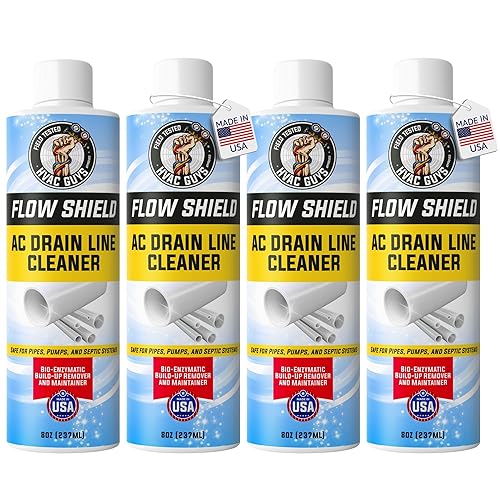 AC Drain Line Cleaner 4 Pack | Prevent Buildup and Overflow | 8oz - Up to 3 Months of Protection | Fast Acting & Long Lasting Bio-Enzymatic Formula