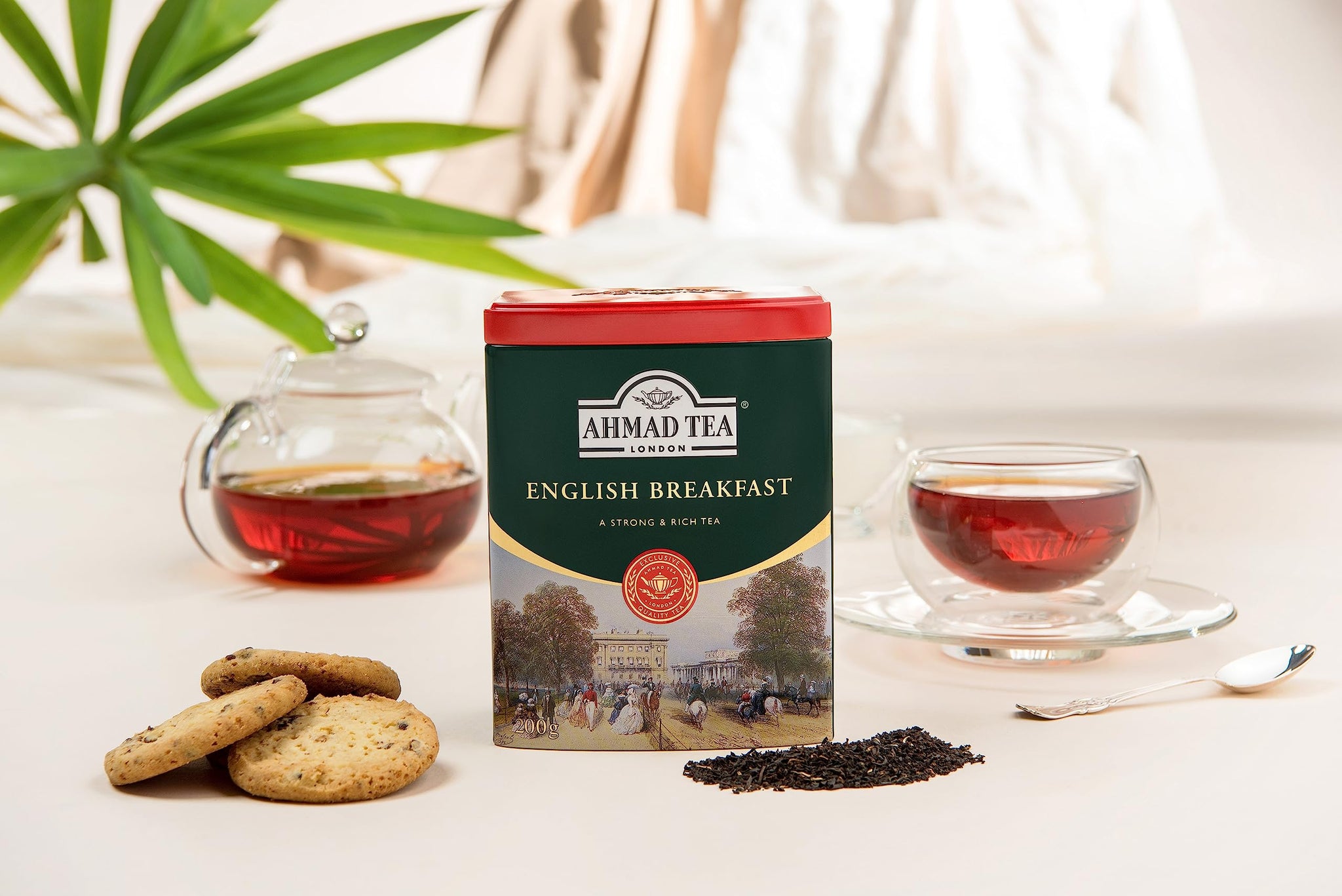 Ahmad Tea Caddy Gift Tin, English Scene, English Breakfast, 100 Gram