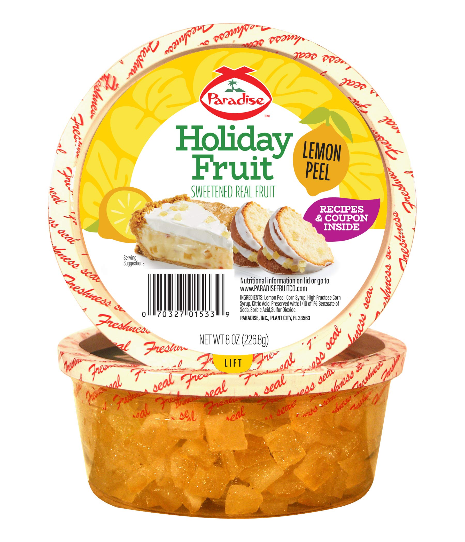 Paradise Diced Lemon Peel, 8 Ounce (Pack of 1)