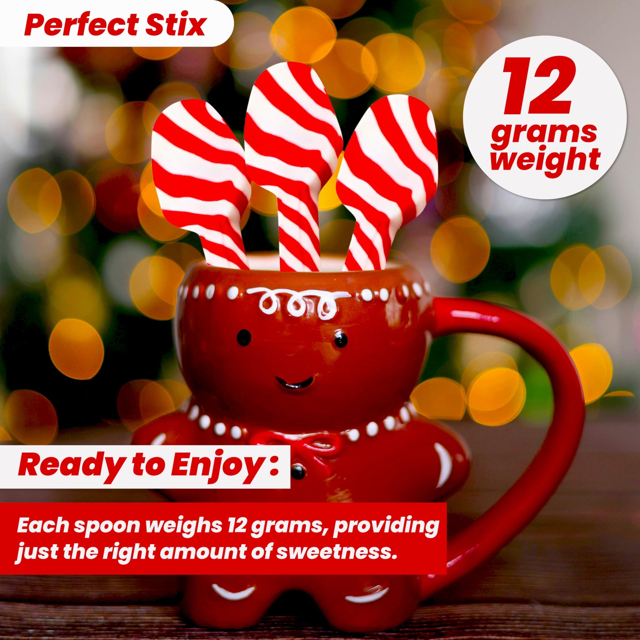 Perfect Stix Christmas Candy Cane Peppermint Spoonz.Edible Stirring Beverage Spoonz. Hot Chocolate Cocoa Tea Coffee Cocktail.Holiday Christmas Spoonz