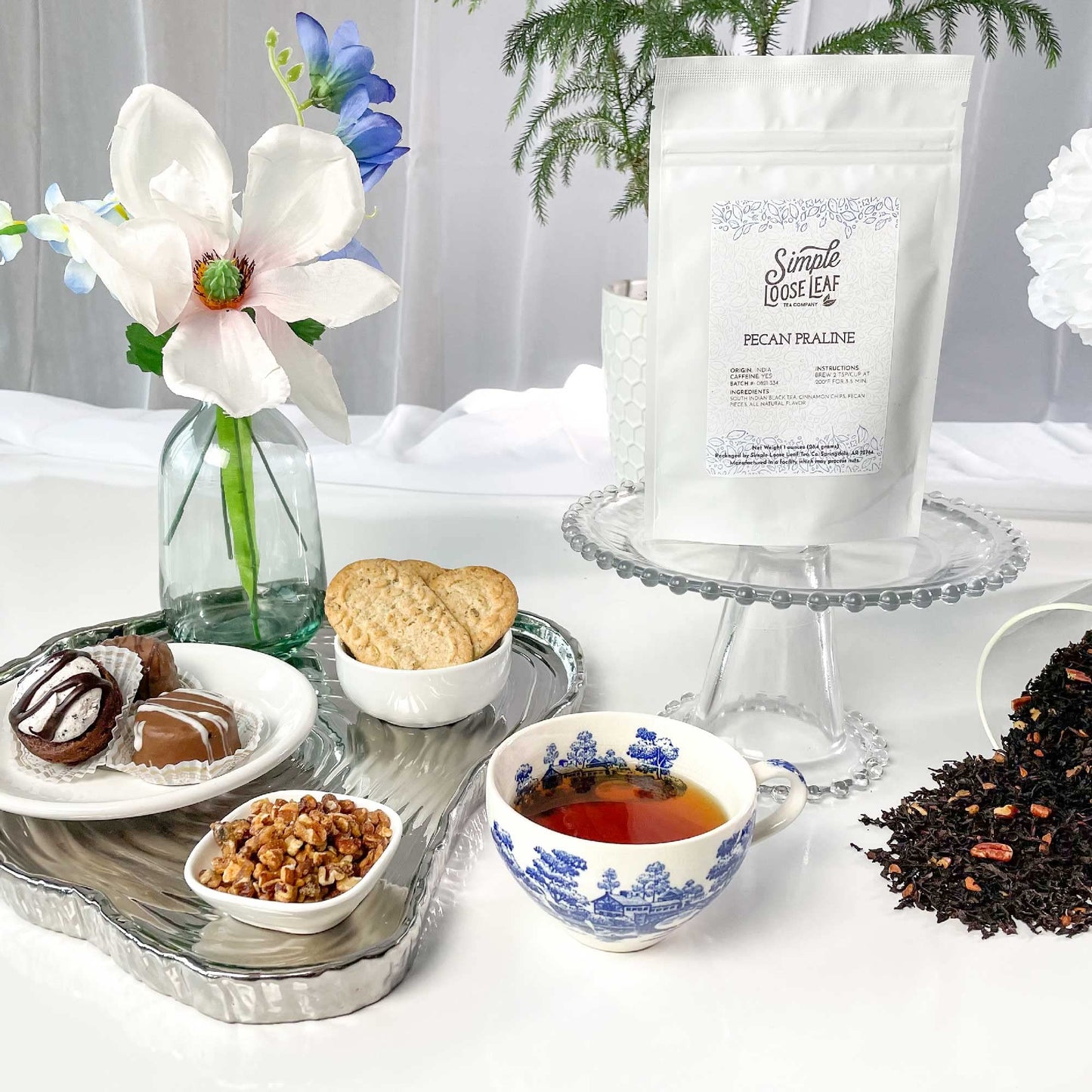 Simple Loose Leaf - Pecan Praline - Premium Loose Leaf Black Tea - High Caffeine - Rich and Nutty (4 Ounce)
