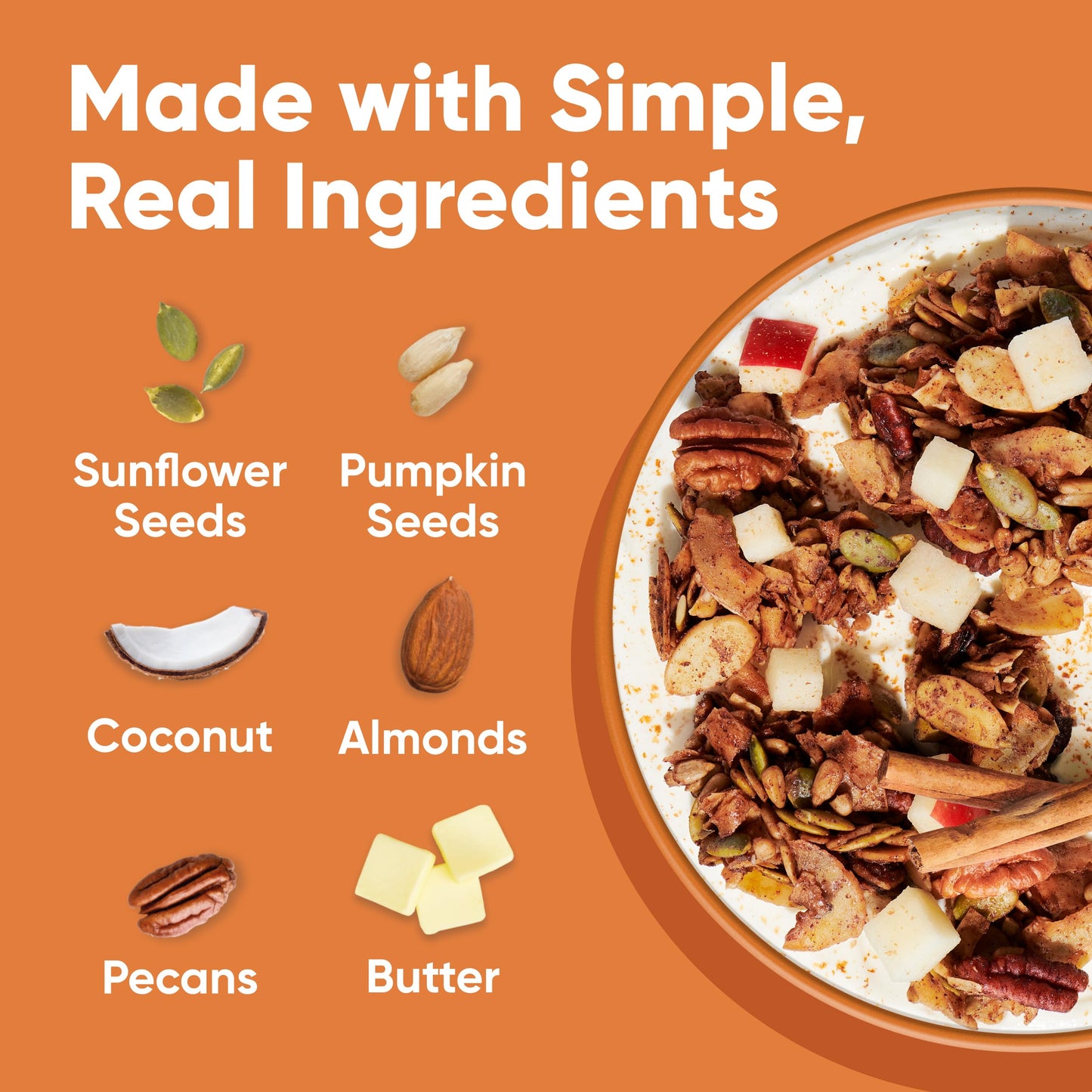 NuTrail Nut Granola Cereal, Cinnamon Pecan, No Sugar Added, Gluten Free, Grain Free, Keto, Low Carb, Healthy Breakfast Cereal 8 oz (Pack of 6)