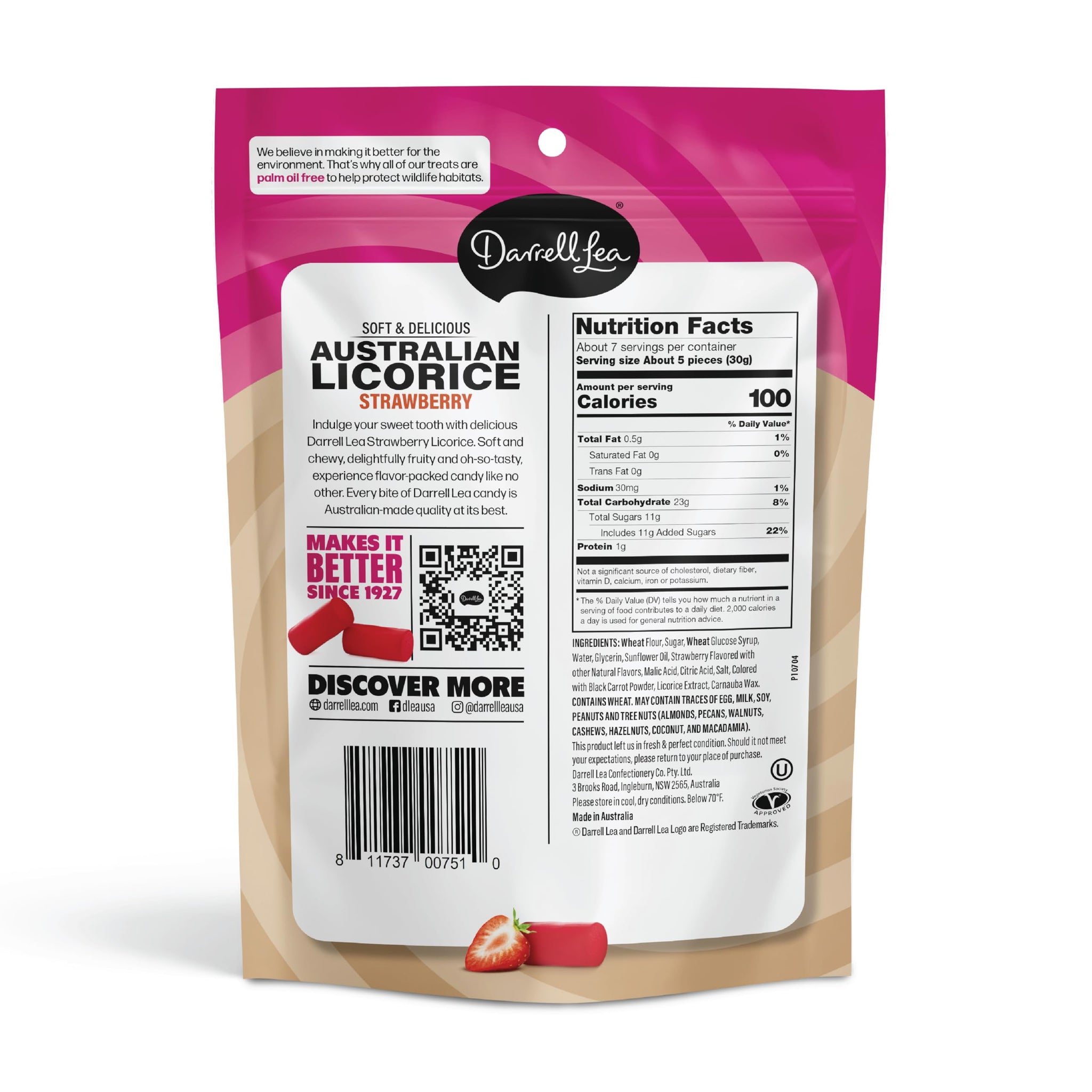 Darrell Lea Soft Australian Licorice, Non-GMO, No Palm Oil, Vegetarian Friendly, No High Fructose Corn Syrup, Soft & Chewy Licorice Candy, Made in