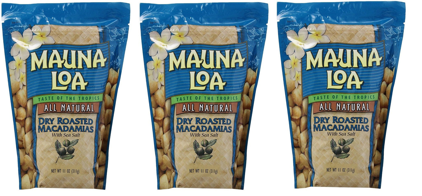 Mauna Loa Macadamias, SUKGBc 3 Pack (Dry Roasted with Sea Salt)