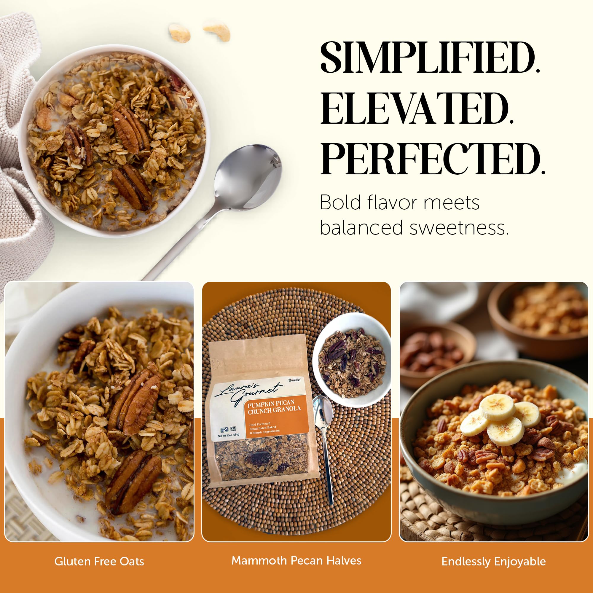 Laura's Gourmet Granola - Fall Faves Variety Pack - Sinful Cinnamon Crunch, Pumpkin Pecan Crunch, Dark Chocolate Crunch