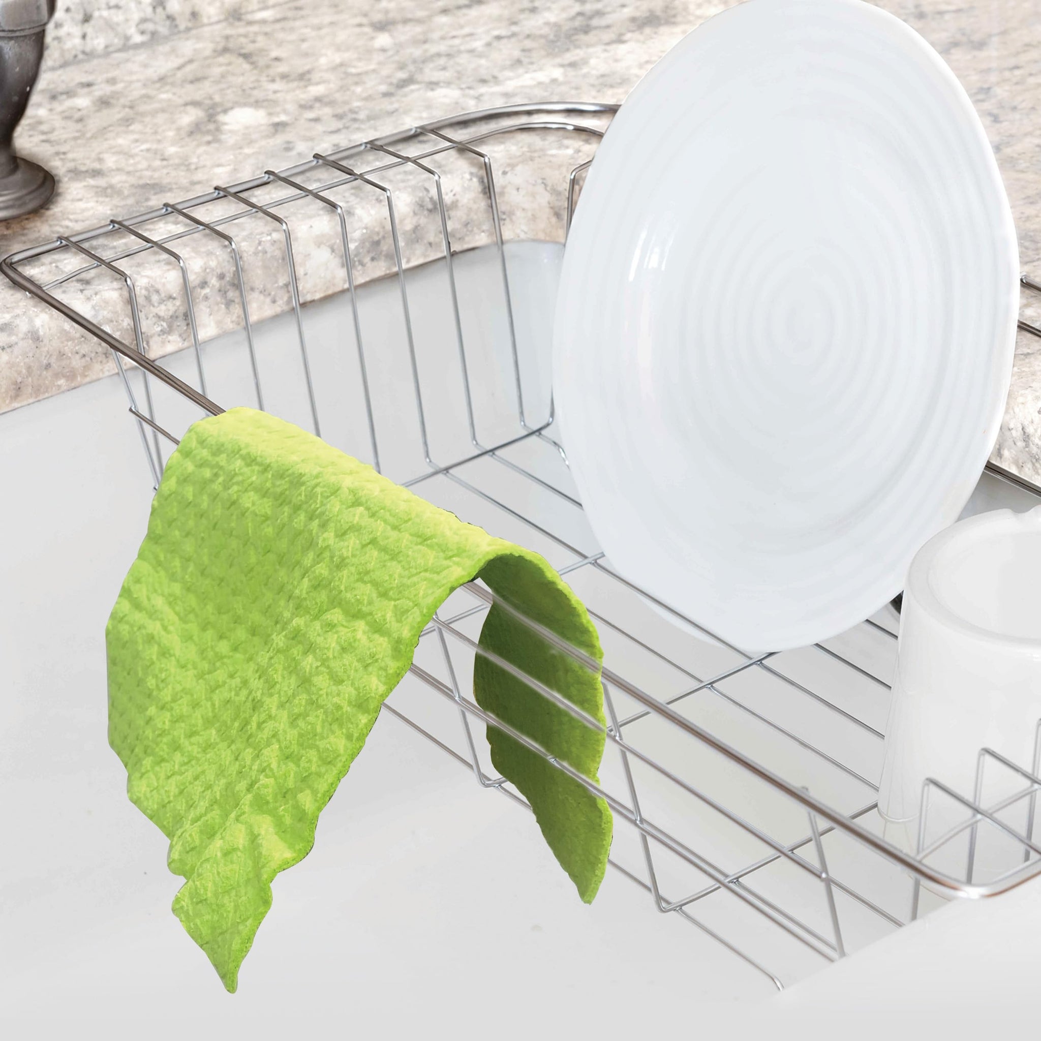 Biosmart Reusable Multi-Purpose Cloths: Paper Towel Alternative, Absorbent, Quick Drying, Lint-Free, 3 Count, Green, Cotton/50%, Viscose/50%