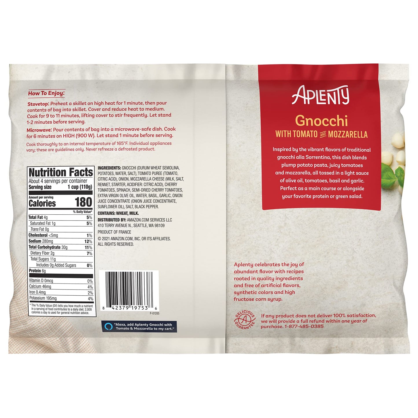 Amazon Brand, Aplenty Gnocchi With Tomato and Mozzarella, 16 Oz