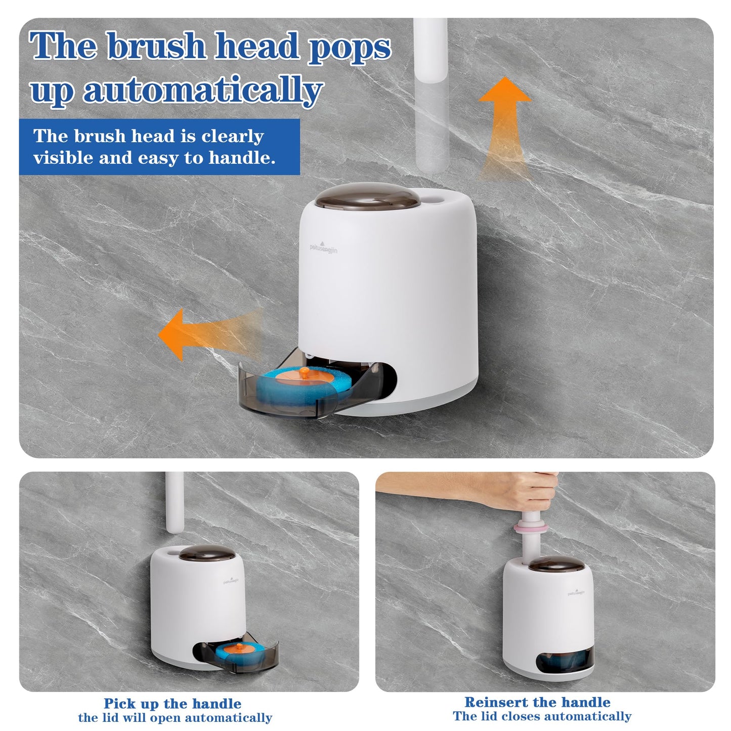 PeiTuSengJin Disposable Toilet Cleaning System,with 32 Refill Heads and Holder,3 Fragrant Tablet, Toilet Wand Kit,Toilet Brush and Holder Set (1+32)