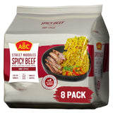 ABC Spicy Beef Street Noodles, 12.3 Oz (Pack of 8), Hot & Spicy Stir-Fry Instant Ramen, 8g Protein, No MSG, No Artificial Flavors or Colors, Halal