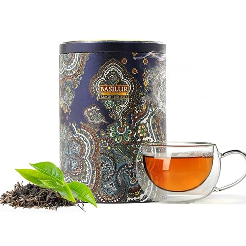 Basilur Magic Nights Oriental Collection - 100% Pure Ceylon Black Tea with Fruit & Herb Infusion, 100g Loose Leaf in Luxurious Tin Caddy, Freshly