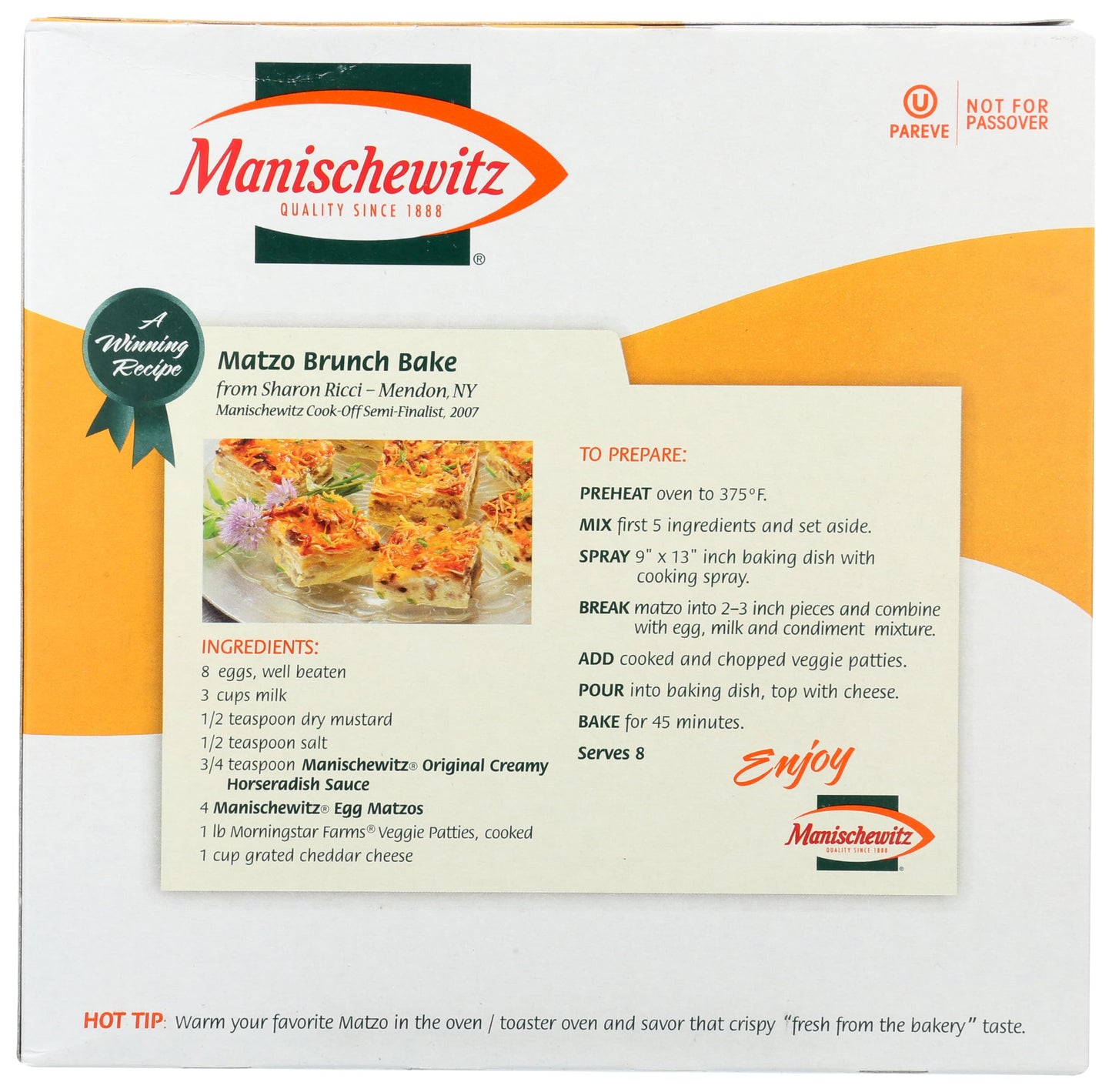 Manischewitz Matzo Cracker, Egg, 12 Ounce